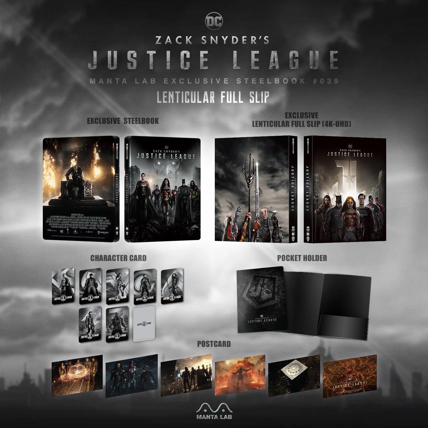 Zack Snyder’s Justice League 4K UHD Steelbook Manta Lab Lenticular Full Slip #39
