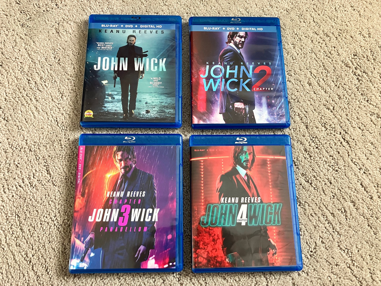 John Wick Complete Chapters 1-4 Blu-ray + DVD Movie Lot