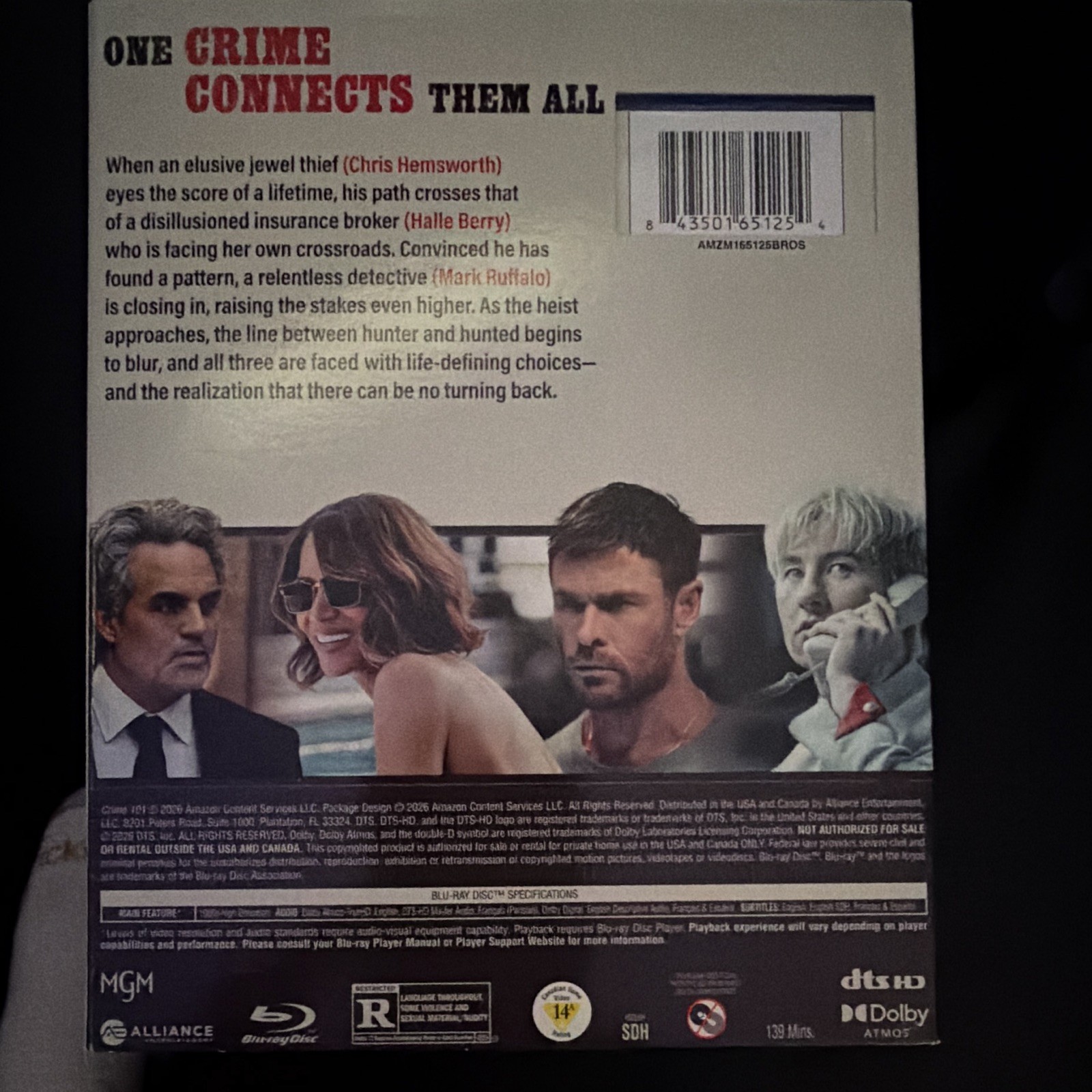 MGM Crime 101 Blu-ray R w/ Chris Hemsworth, Mark Ruffalo (2026, 139m)