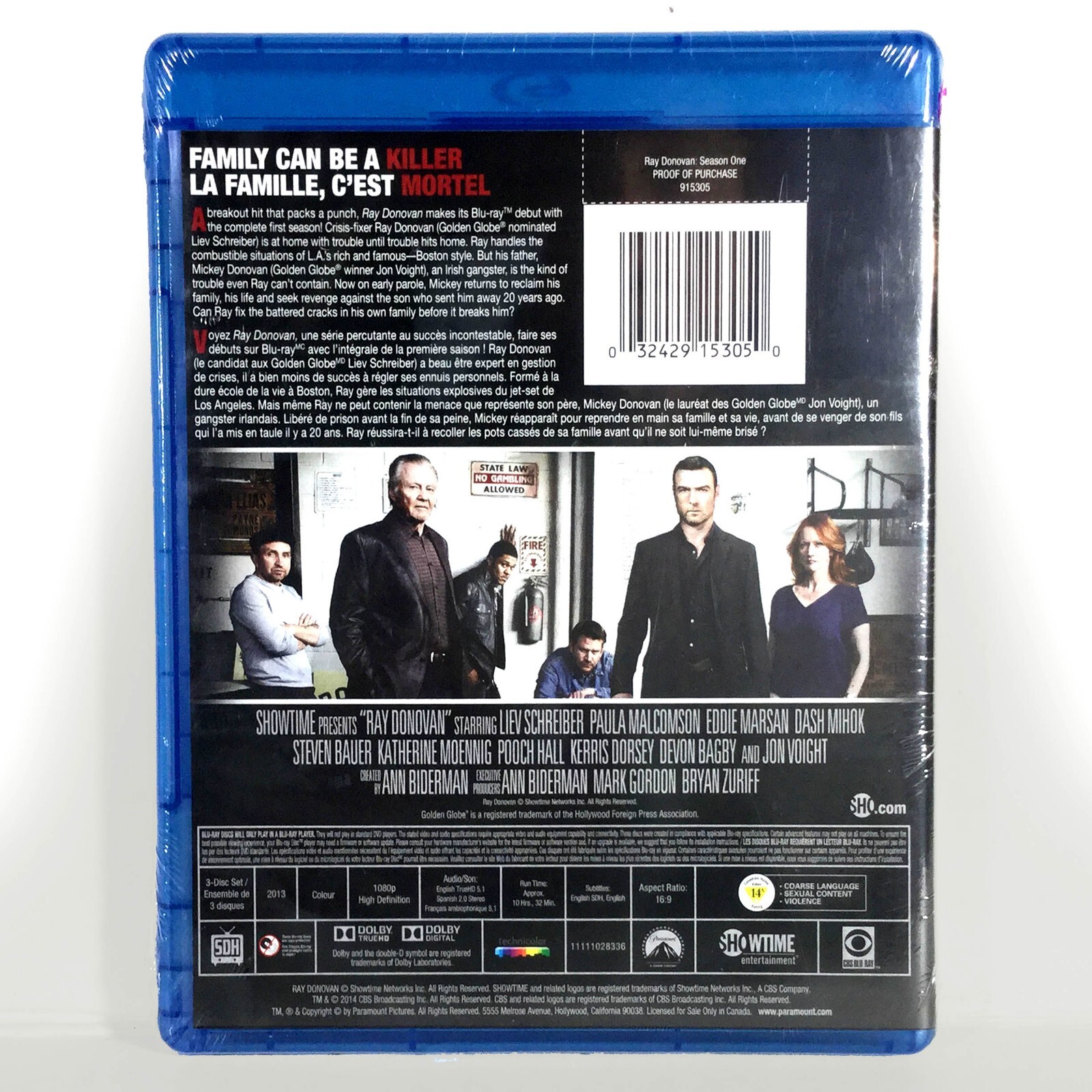 Ray Donovan – Season One (3-Disc Blu-ray Set, 2014) Brand New ! Liev Schreiber