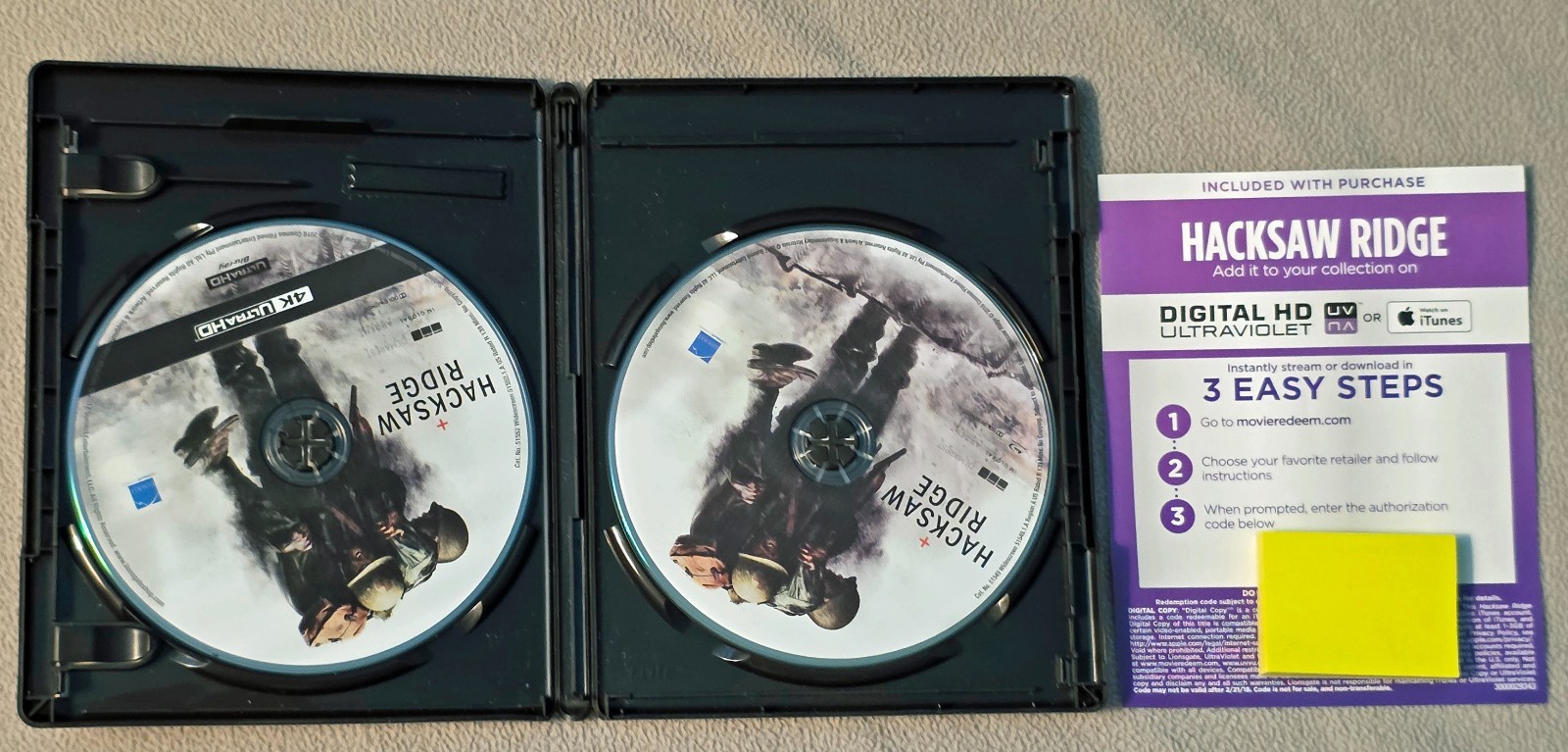 Hacksaw Ridge 4K Ultra HD & Blu-ray Region A US, Sam Worthington & Hugo Weaving