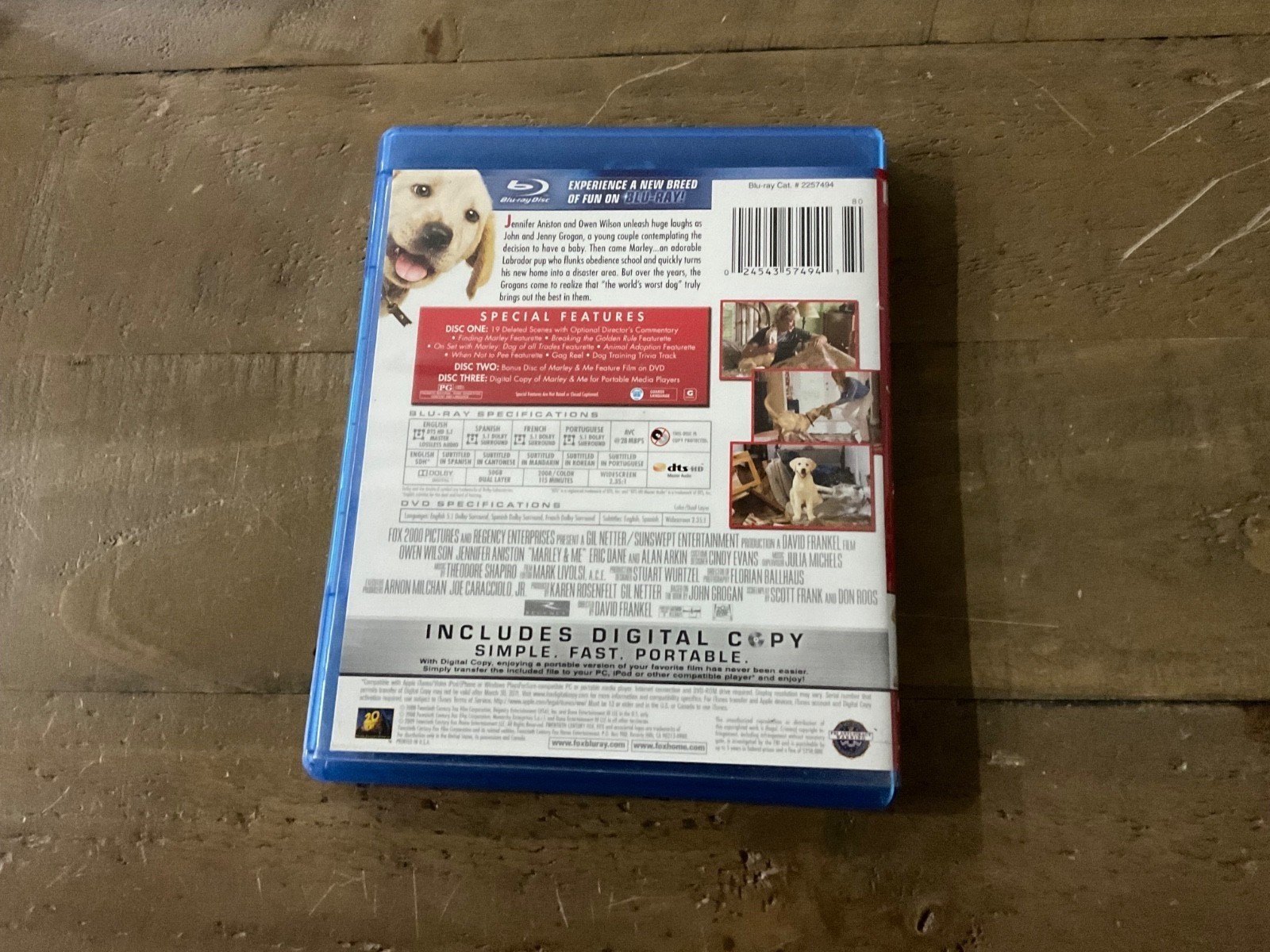 Marley and Me blu-ray Owen Wilson Jennifer Aniston David Frankel John Grogan