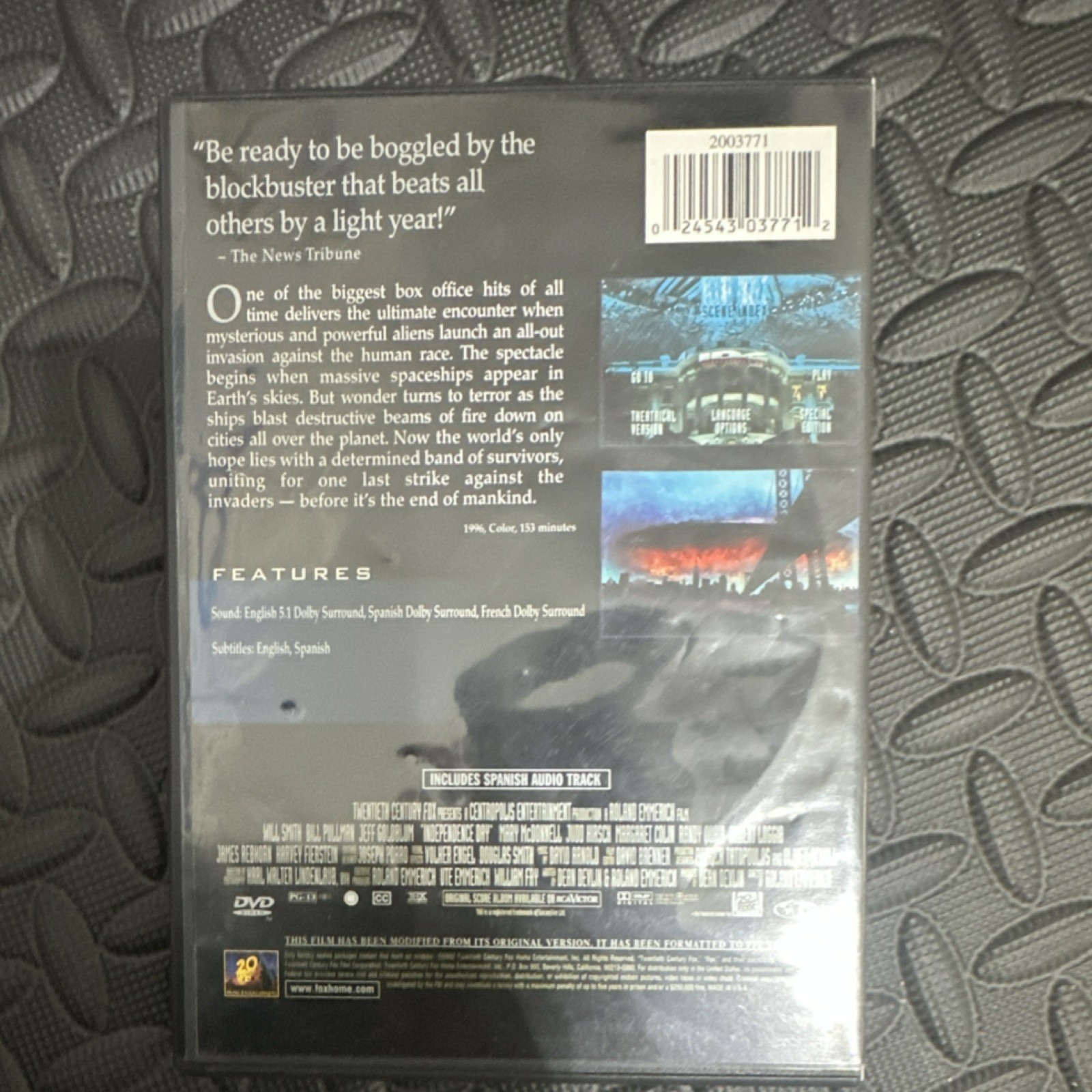 20th Century Fox DVD Full Screen Edition THX Sci-Fi Action Will Smith