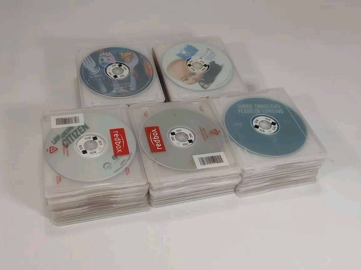 Redbox Random Mixed DVD/Blu-Ray Movie Lot of 50 W/ Cases – No Duplicates