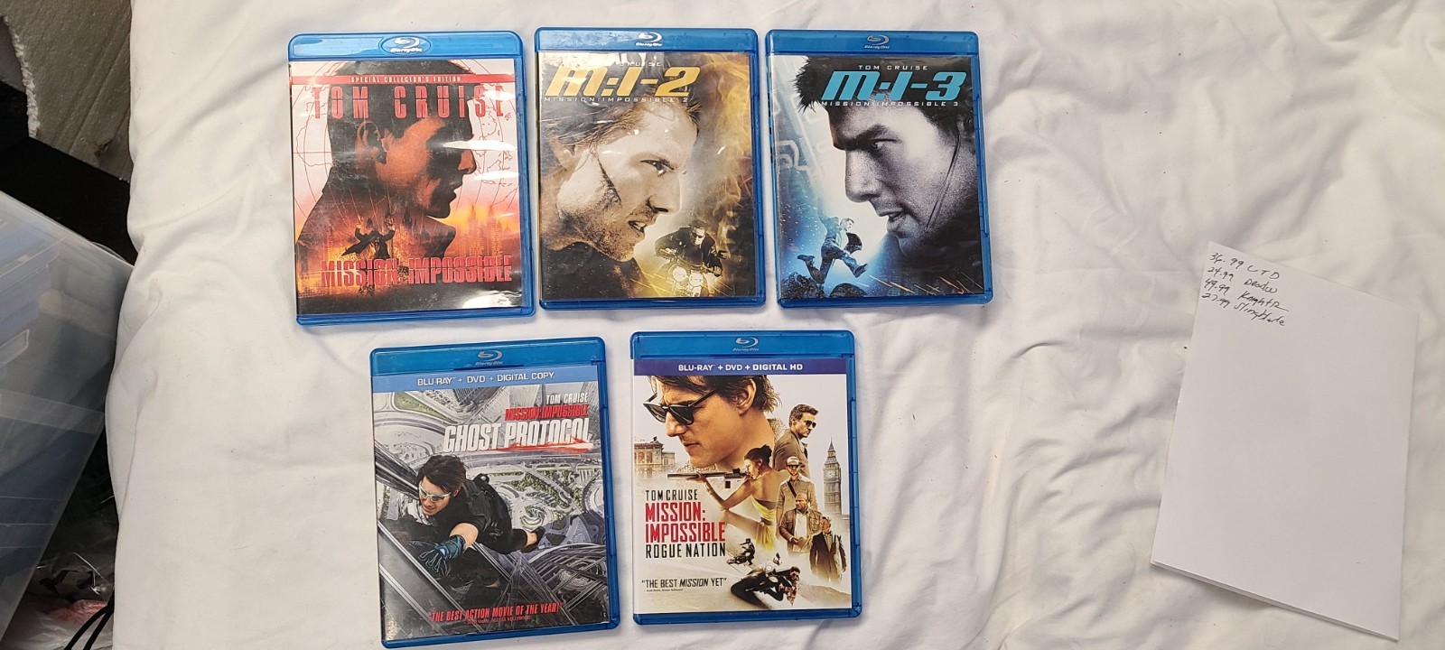 Mission Impossible Blu Ray Movies 1-5 1 2 3 Ghost Protocol Rogue Nation Cruise