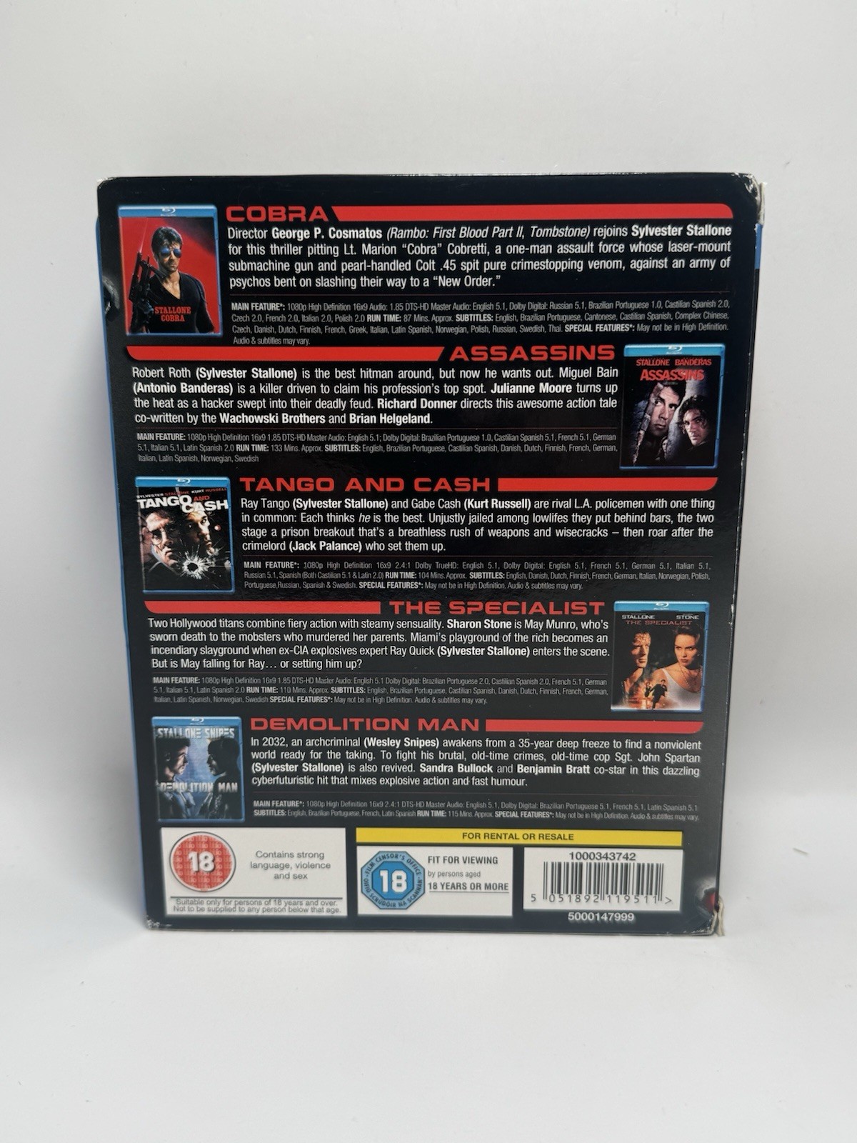 Sylvester Stallone Collection ( 5 Disc Box Set. (Blu-ray 2012)