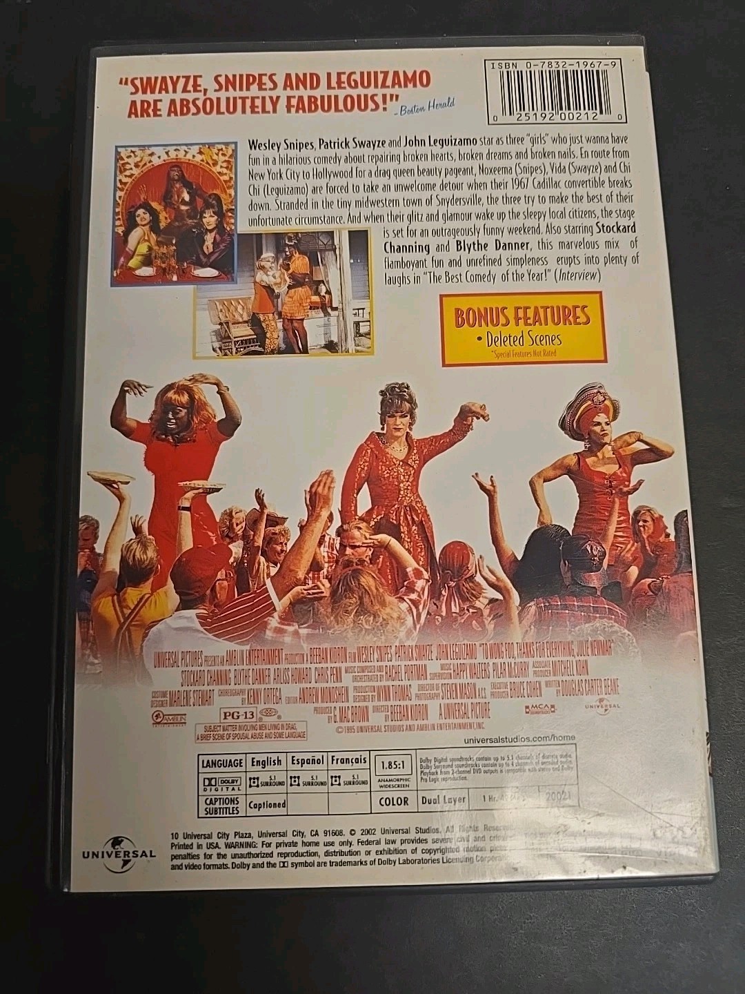 To Wong Foo, Thanks for Everything! Julie Newmar DVD Patrick Swayze /Clean Disc