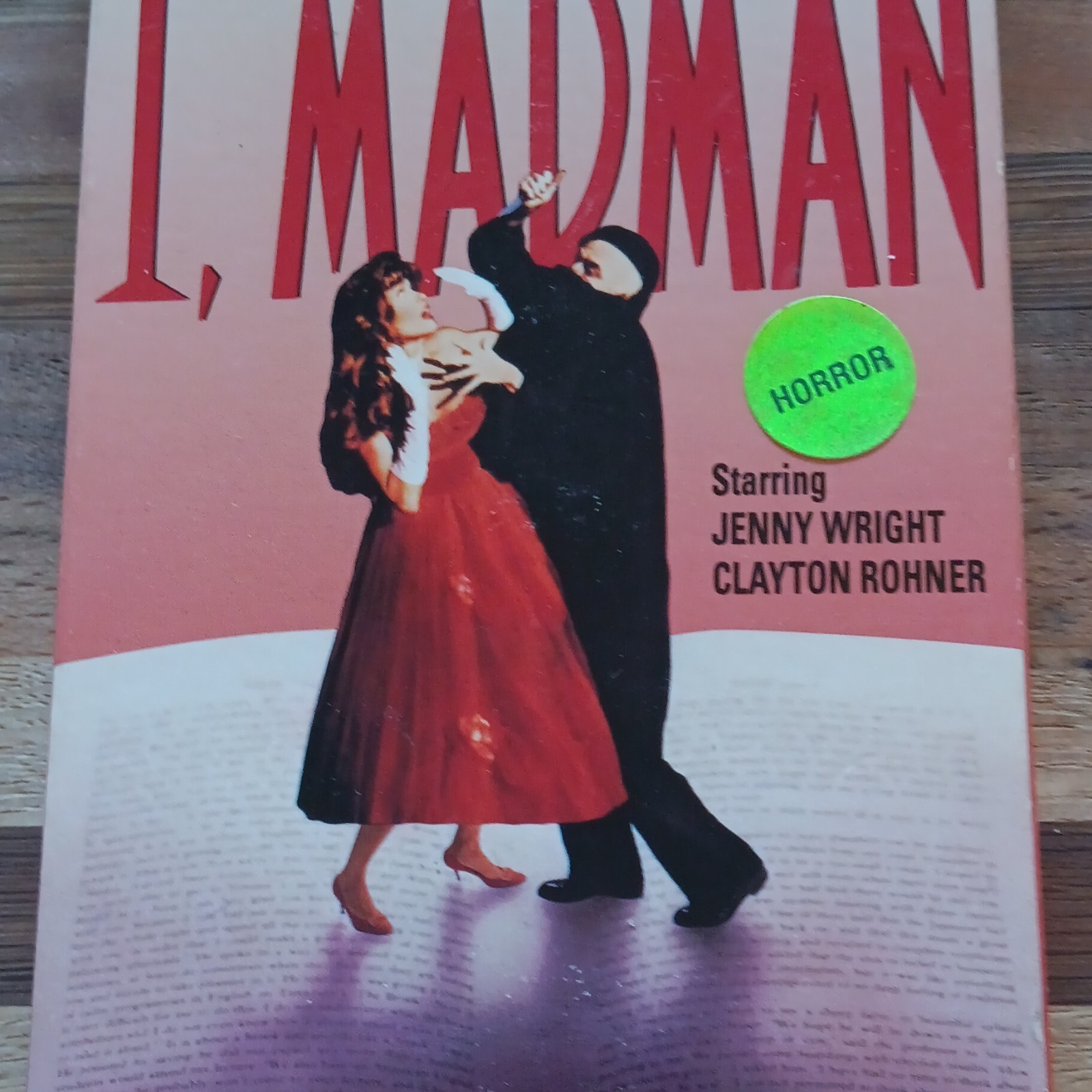I, Madman DVD Movie, Horror, NR, Jenny Wright, Dir. Tibor Takacs