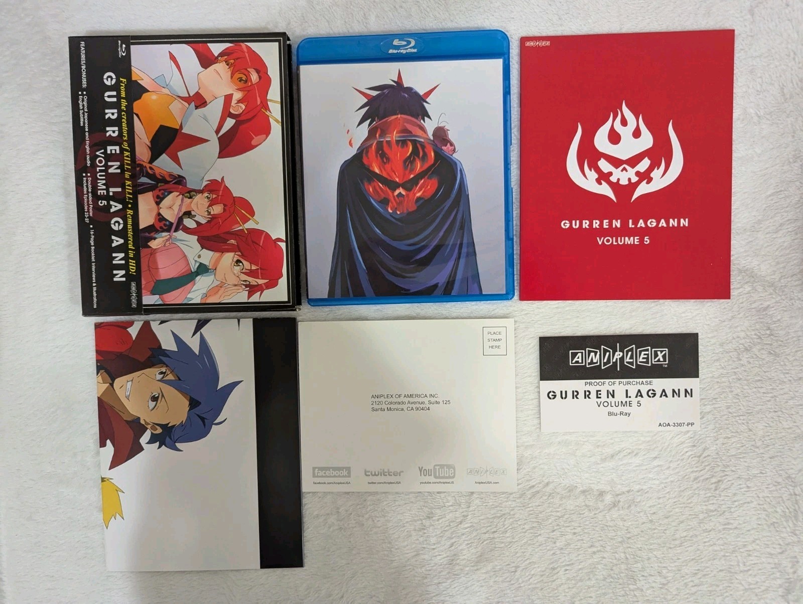 Gurren Lagann: Complete Series Volumes 1, 2, 3, 4, 5 1-5 Blu-ray Aniplex