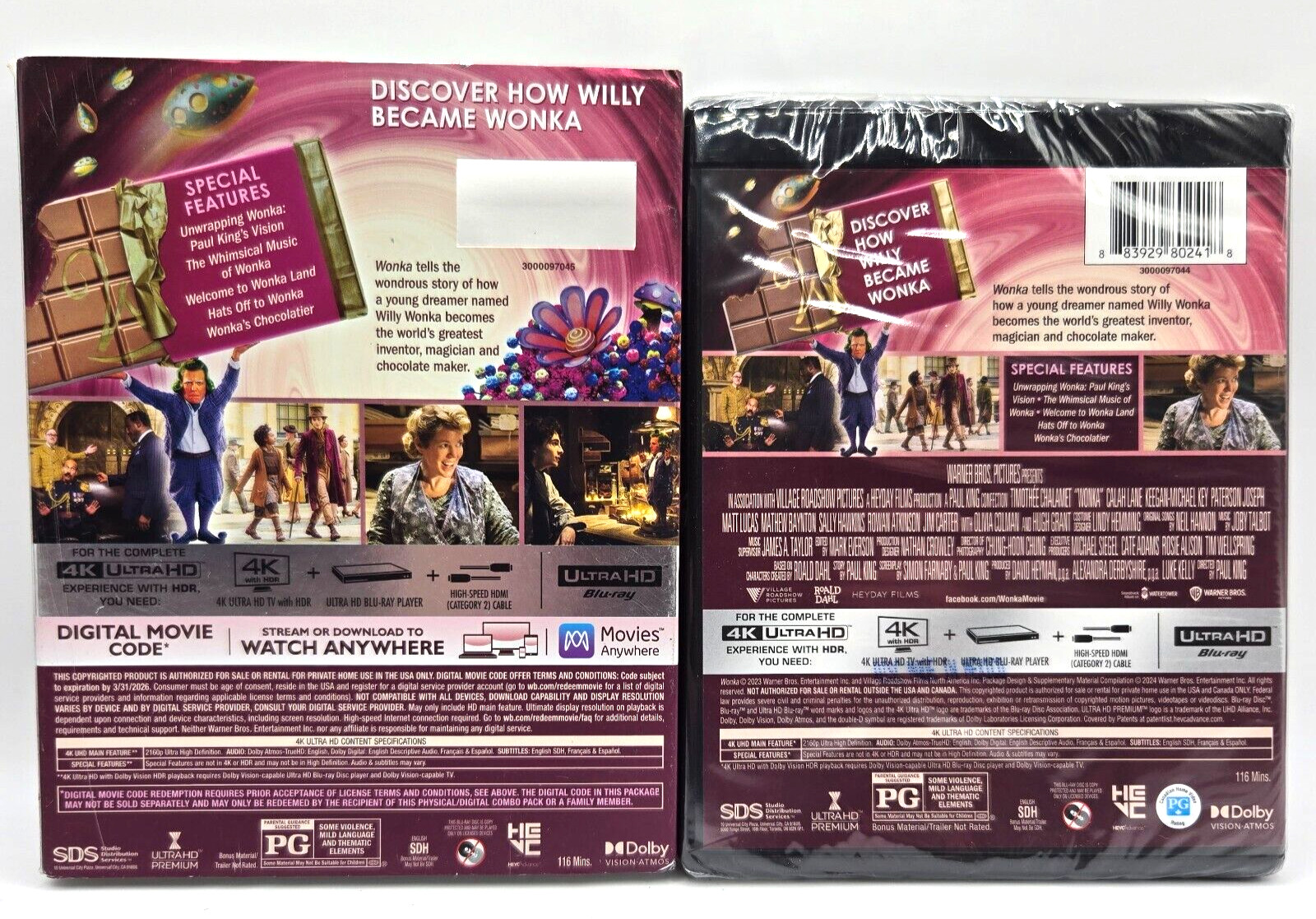 Wonka (4k Ultra HD, Digital, w/Slipcover, 2024) Timothee Chalamet – NEW/SEALED