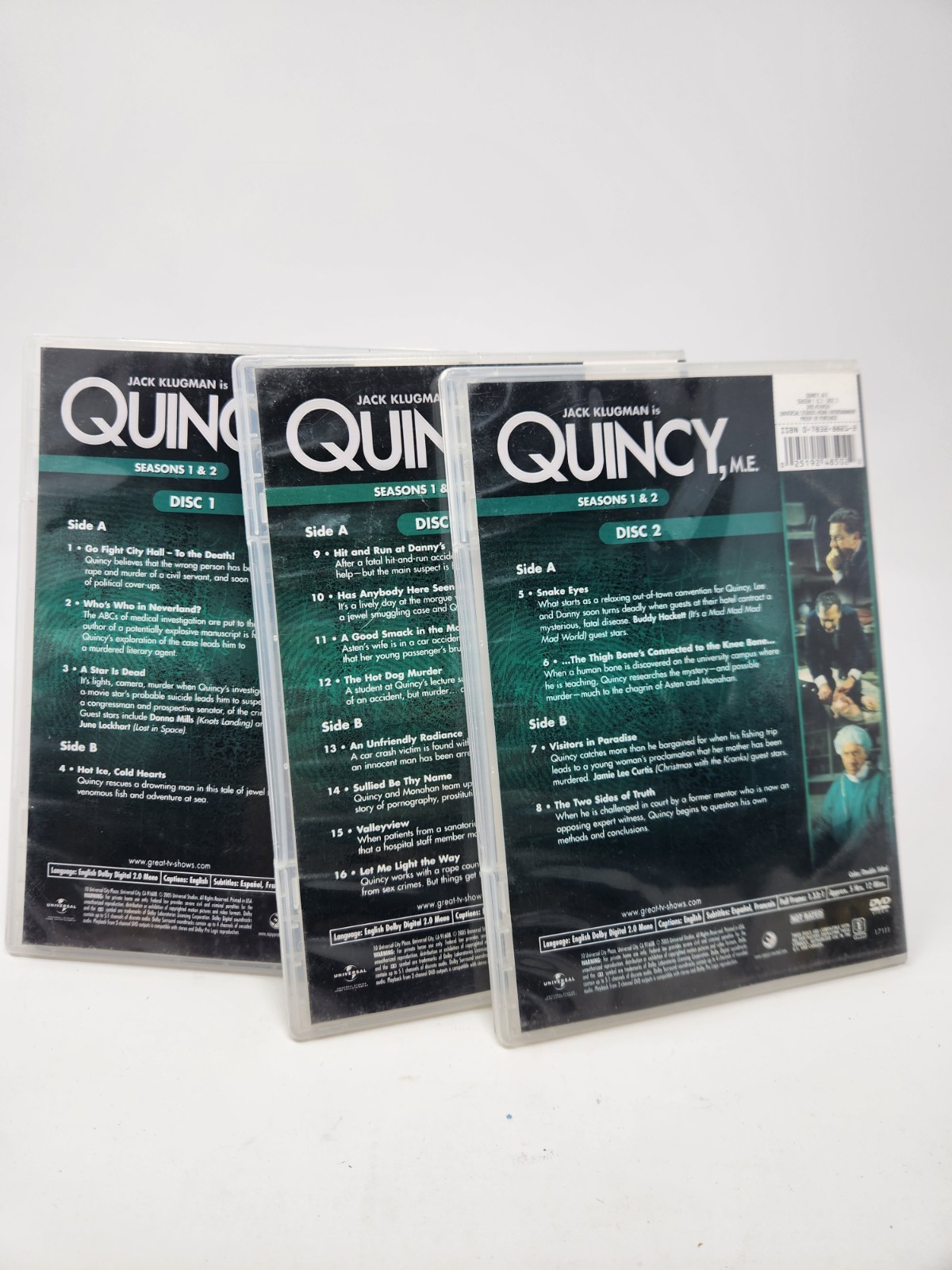 Quincy ME DVD Seasons 1 & 2 Jack Klugman 3 Discs TV Series Medical Drama