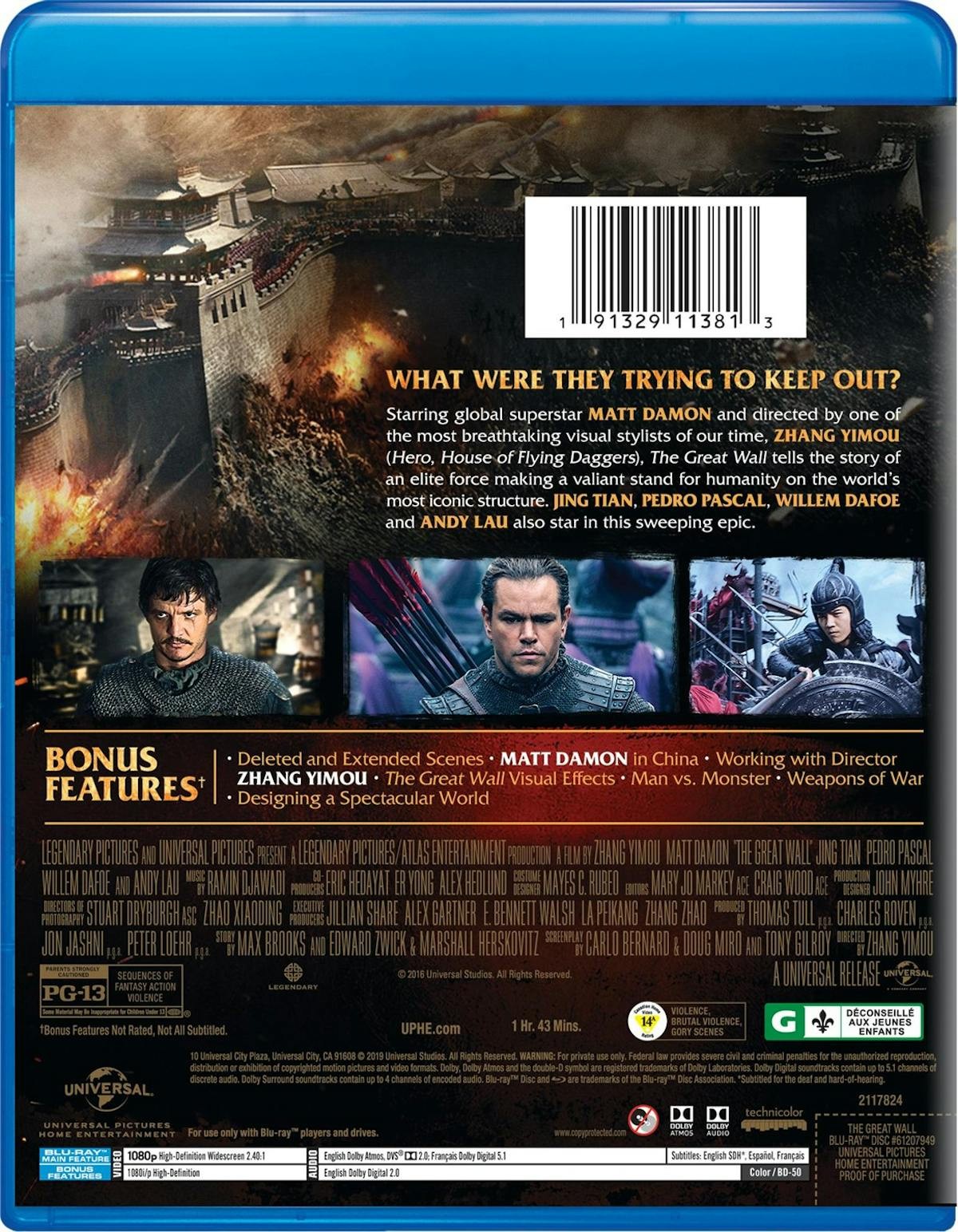 The Great Wall Blu-ray Matt Damon NEW