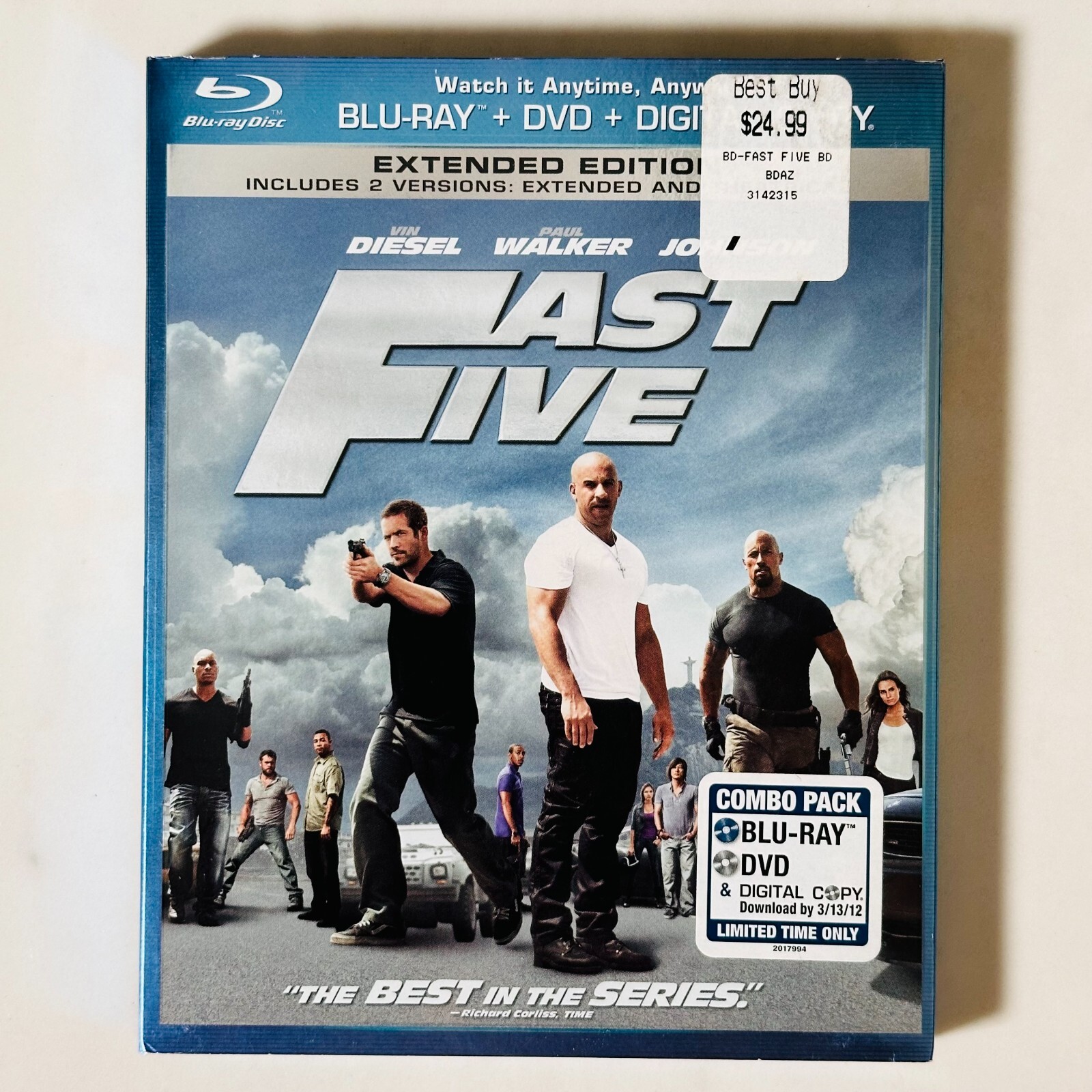 Fast Five – Blu-ray + DVD – Extended Edition – Vin Diesel – Slip Cover BB Stickr