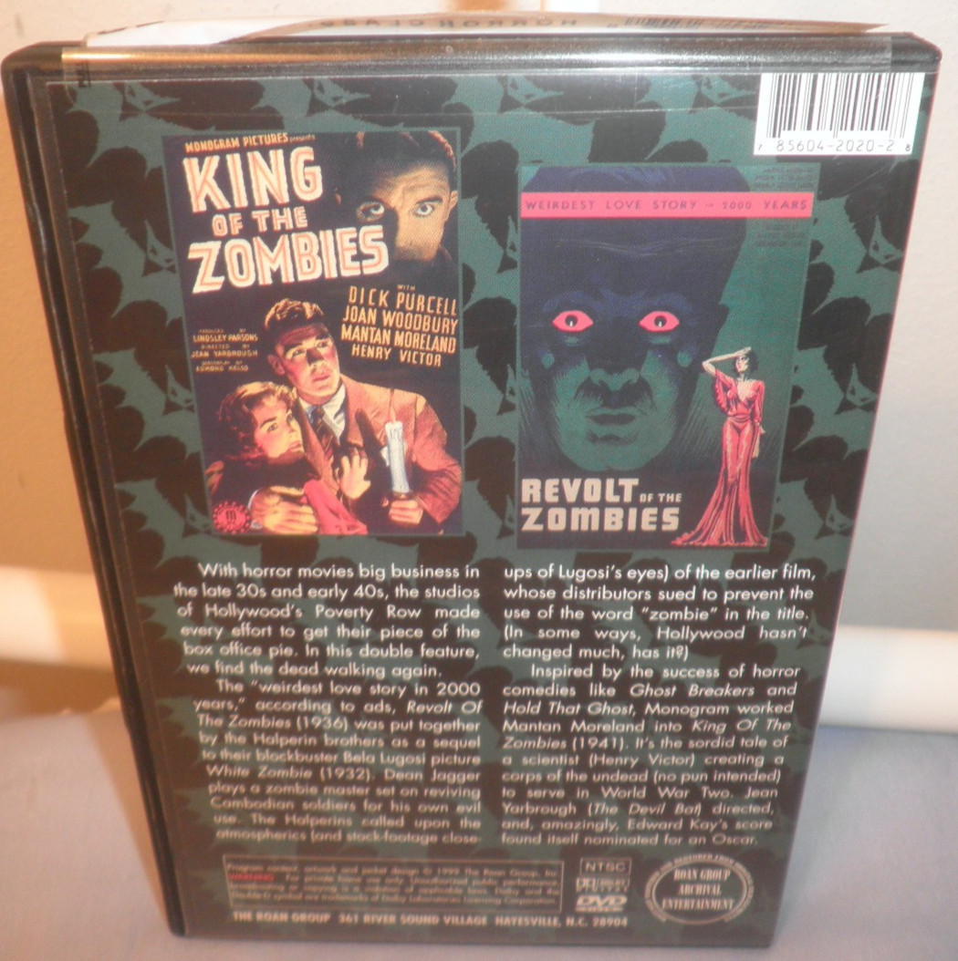 King of the Zombies/Revolt of the Zombies (DVD, 1999) Like New-Free Shipping