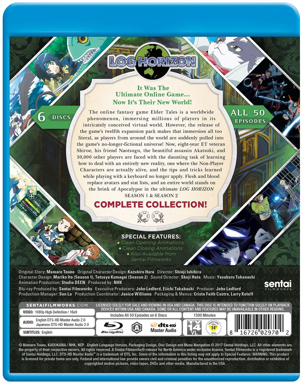 Log Horizon Complete Collection Season 1 & 2 Blu Ray Sentai Filmworks Anime New