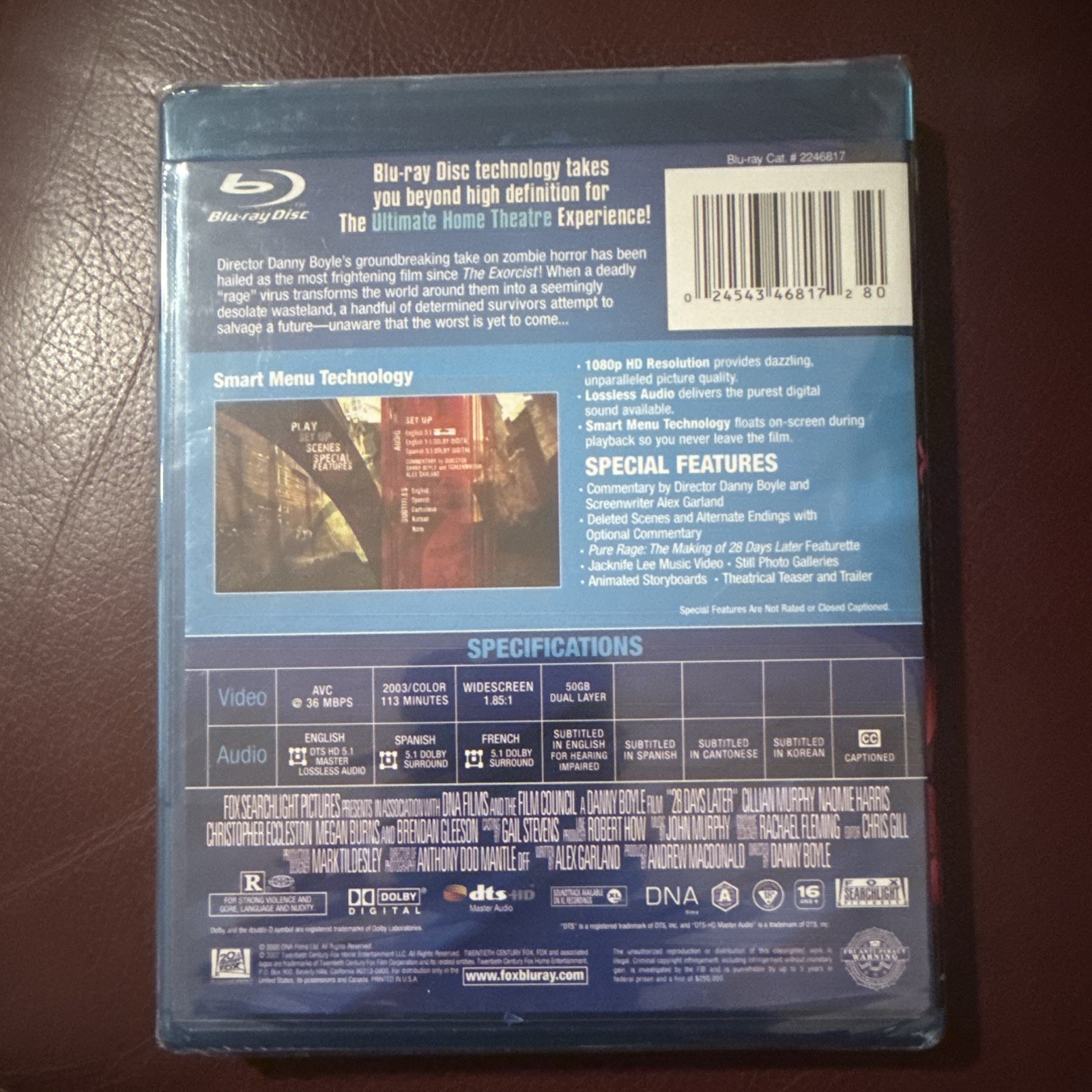 28 Days Later Blu-ray Widescreen R 2003 Cillian Murphy Danny Boyle 113 Min