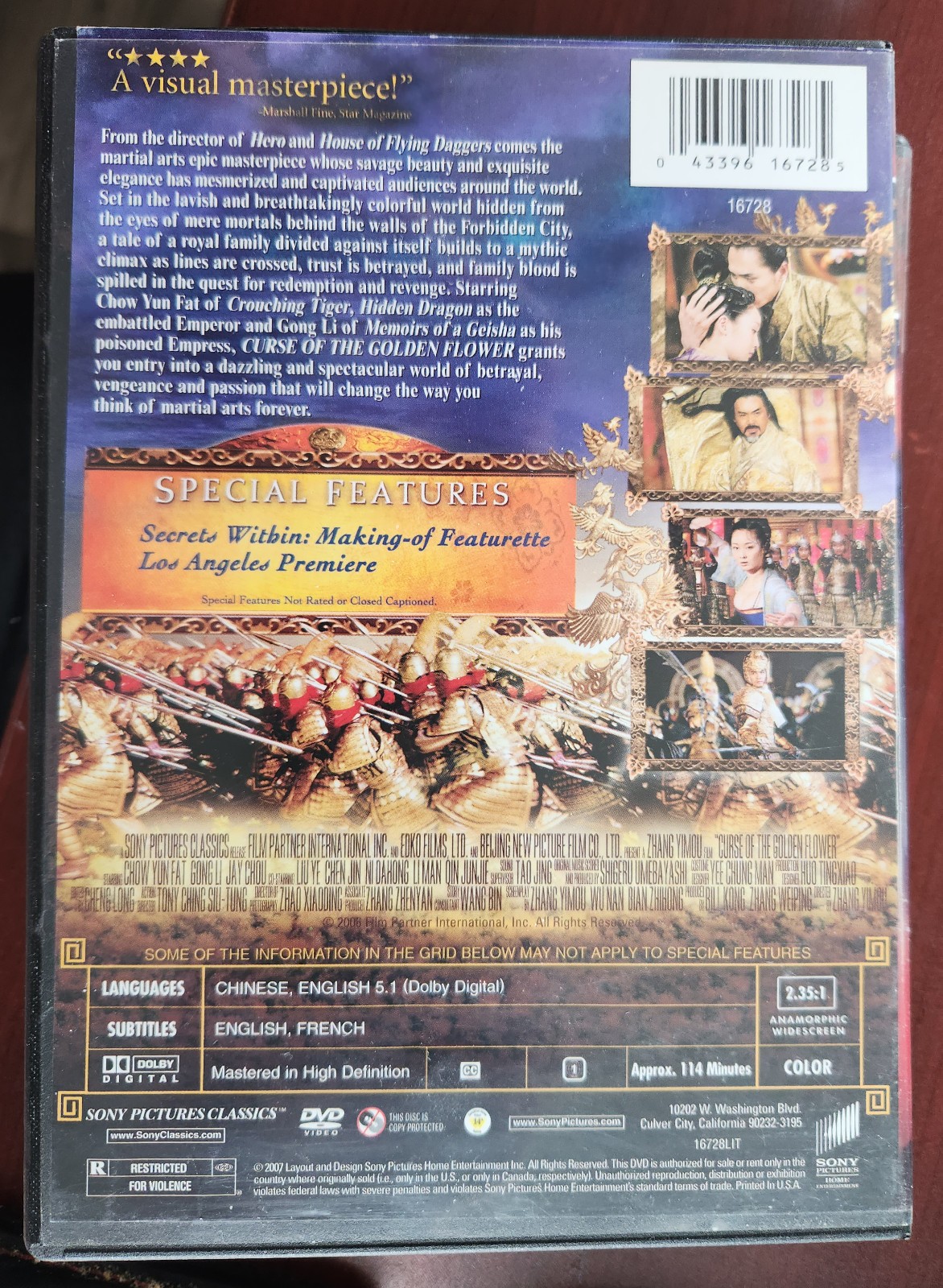 6 Wuxia/Chinese Epic DVDs Hero, Crouching Tiger, Red Cliff 1&2, Warlords, more