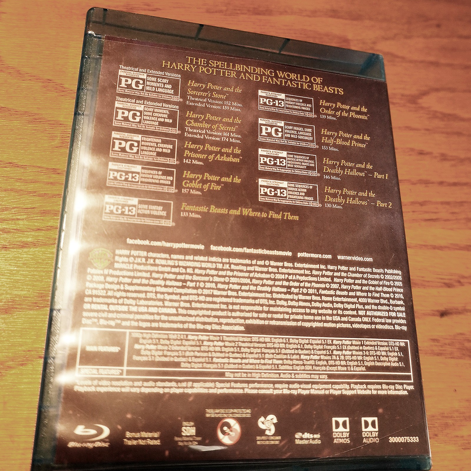 Wizarding World 9-Film Collection Blu-Ray Box Set Harry Potter Free Shipping