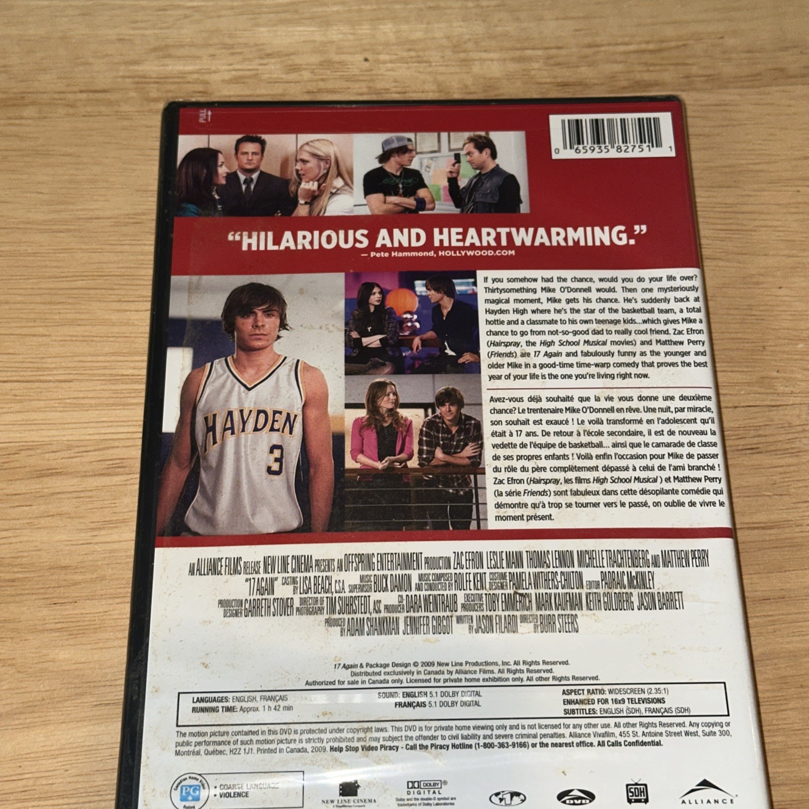 New Line Cinema: 17 Again DVD Movie Widescreen Zac Efron Matthew Perry