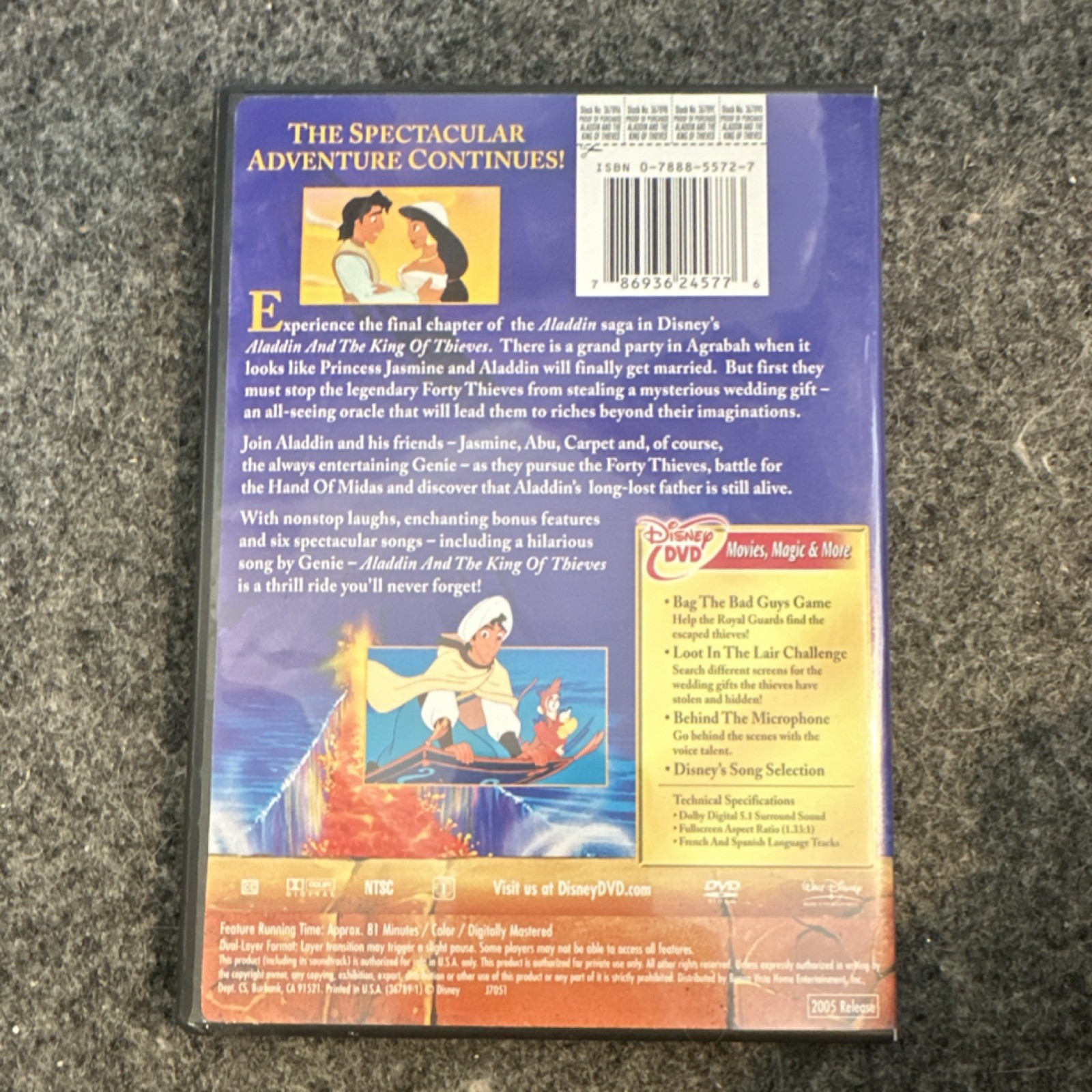 Disney Aladdin and the King of Thieves DVD 2005 81min NTSC 1.33:1 3-Lang
