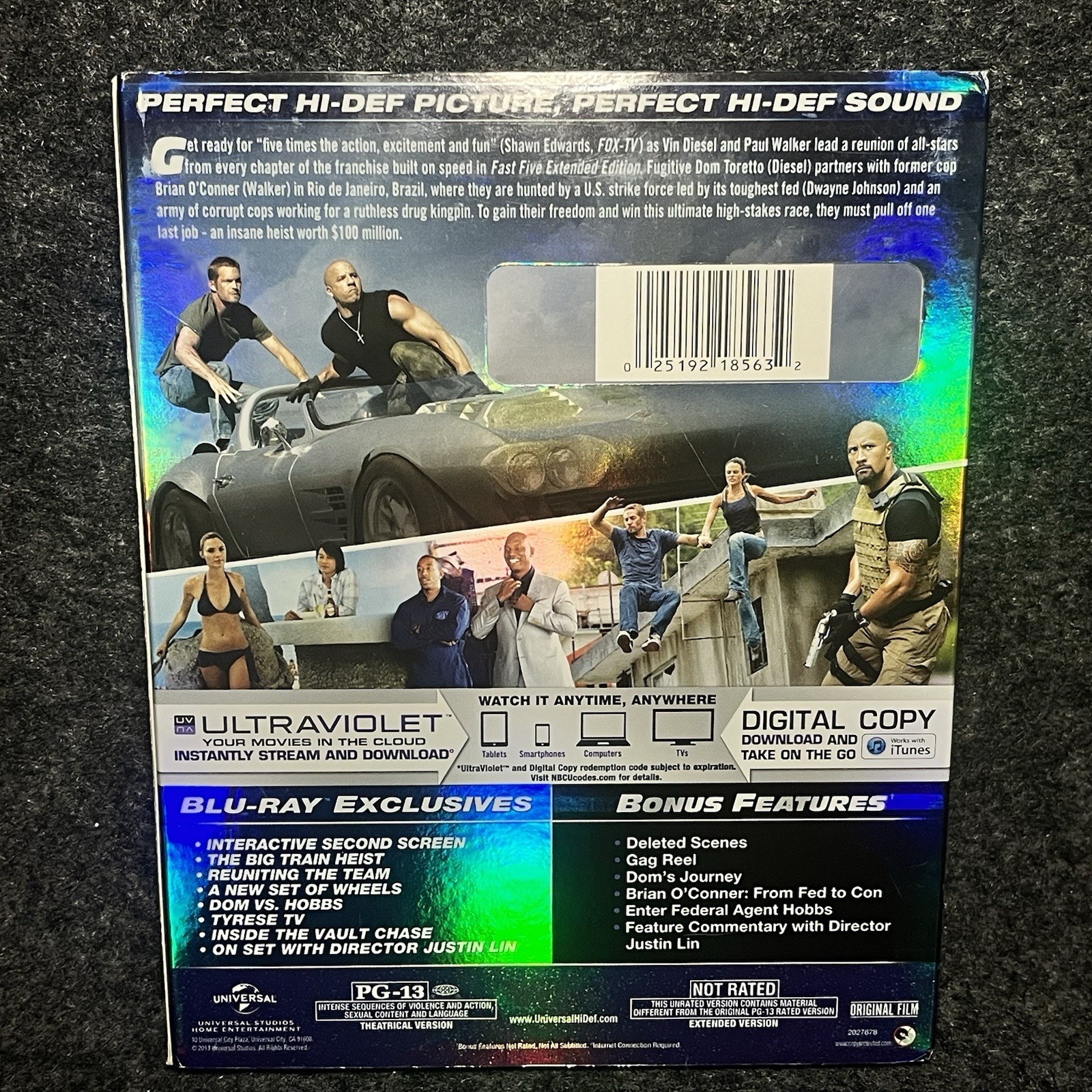 Fast Five Blu-ray Slipcover Extended Theatrical 2011 Vin Diesel Paul Walker 5