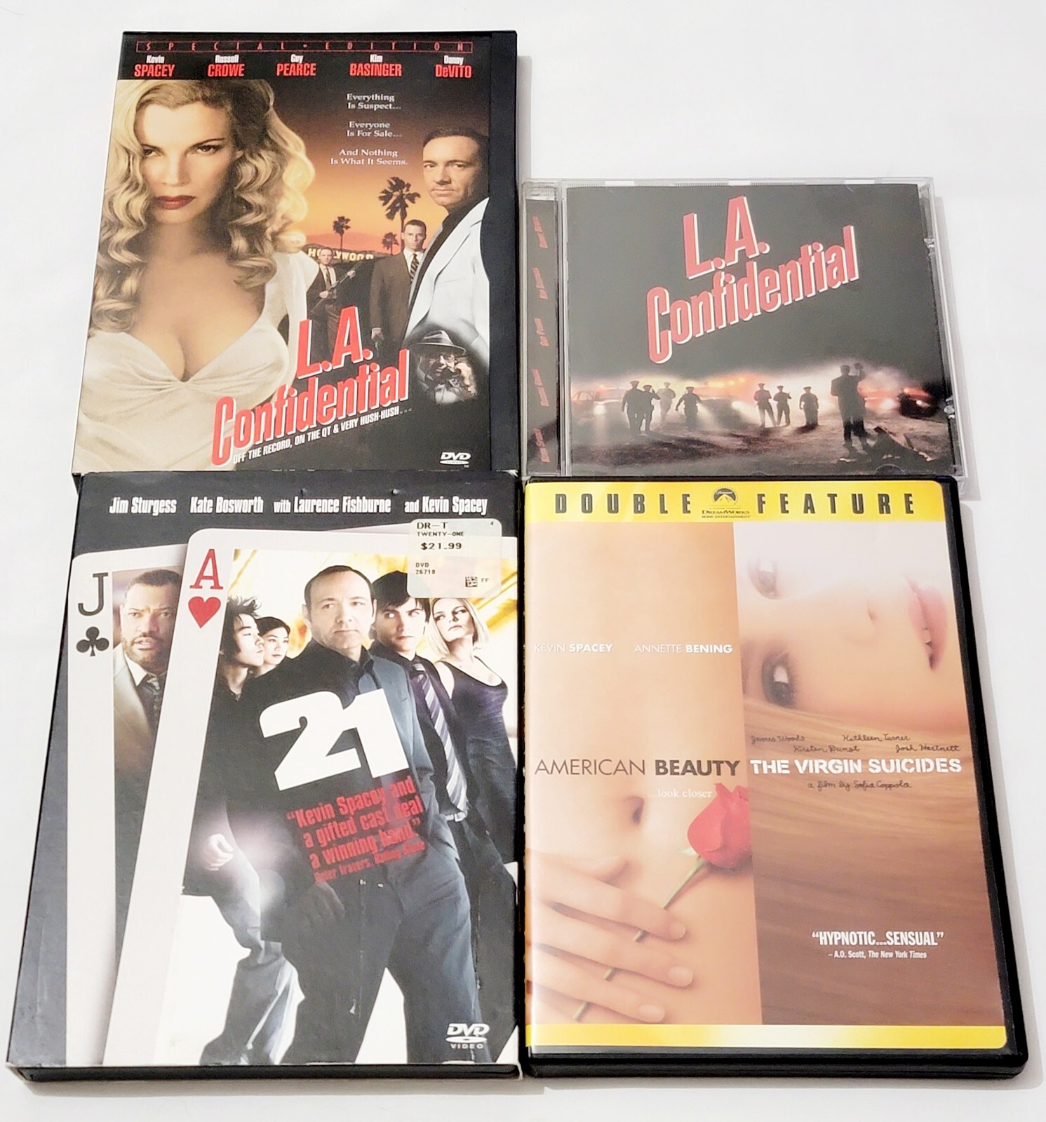 LA Confidential DVD & CD Soundtrack, 21 & American Beauty / Virgin Suicides Lot