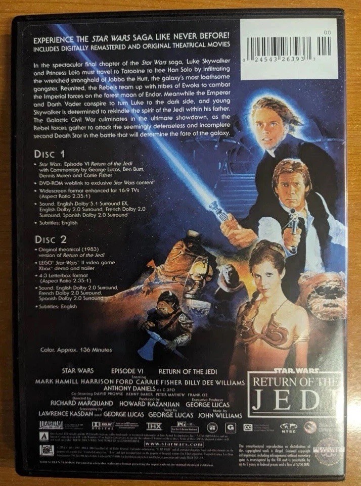 Star Wars Limited Edition Original Theatrical Trilogy 6 DVD SET NO COUNTERFEITS