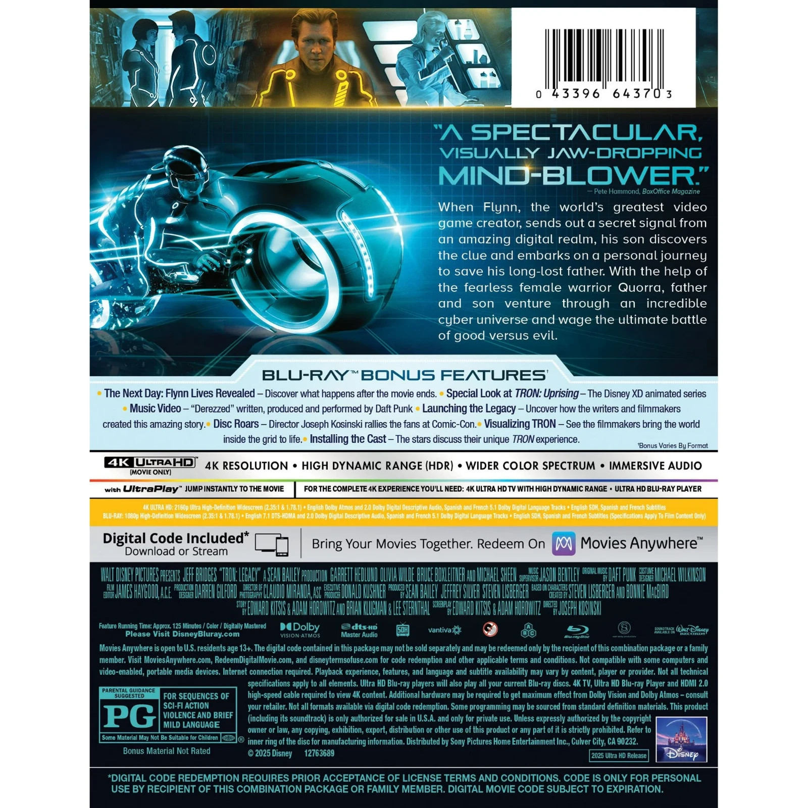 Hoppers 4K & Tron Ares 4K & Tron Legacy 4K & Tron 4K (4x DISNEY STEELBOOK)