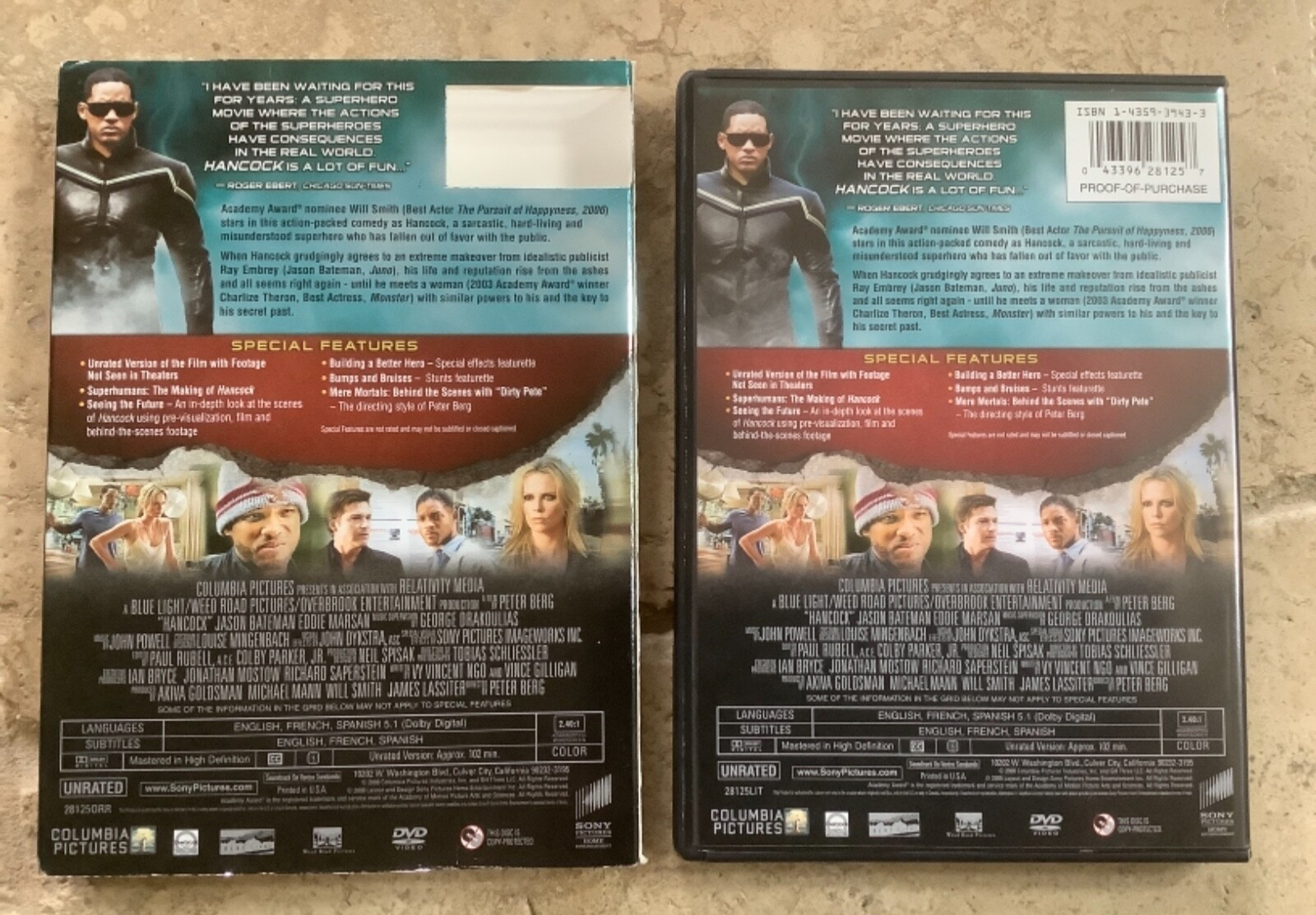 Will Smith DVD Lot – Hancock (2008, Unrated) i,Robot & Men In Black II