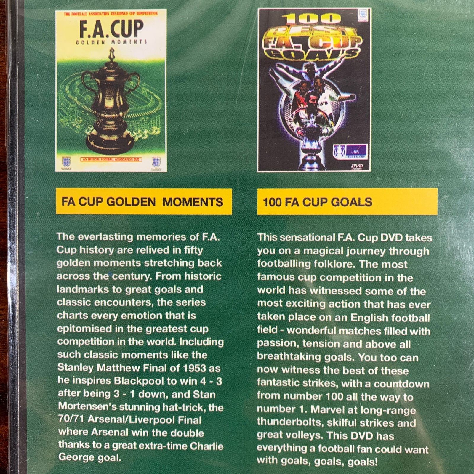 F.A. Cup Golden Moments / 100 F.A Cup Goals DVD New 2004 – 145 minutes Arsenal