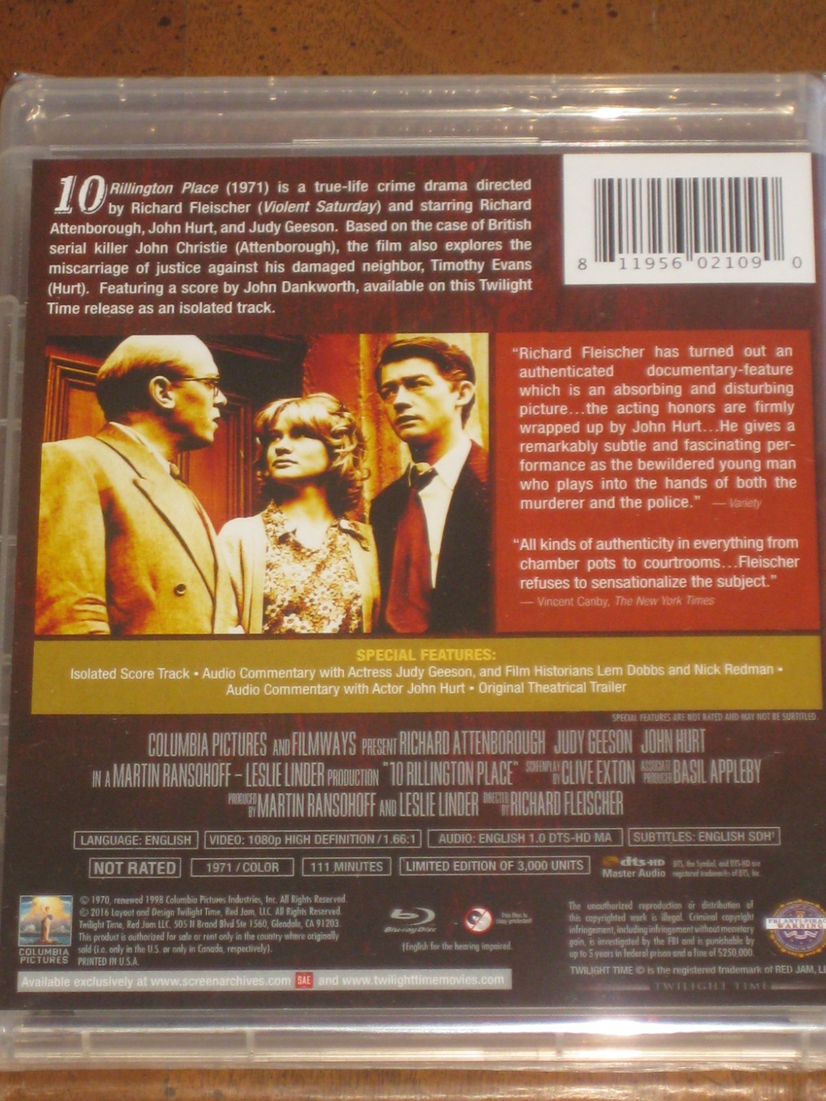 10 RILLINGTON PLACE (1971) (Blu-Ray) TWILIGHT TIME – RICHARD ATTENBOROUGH -NEW!!