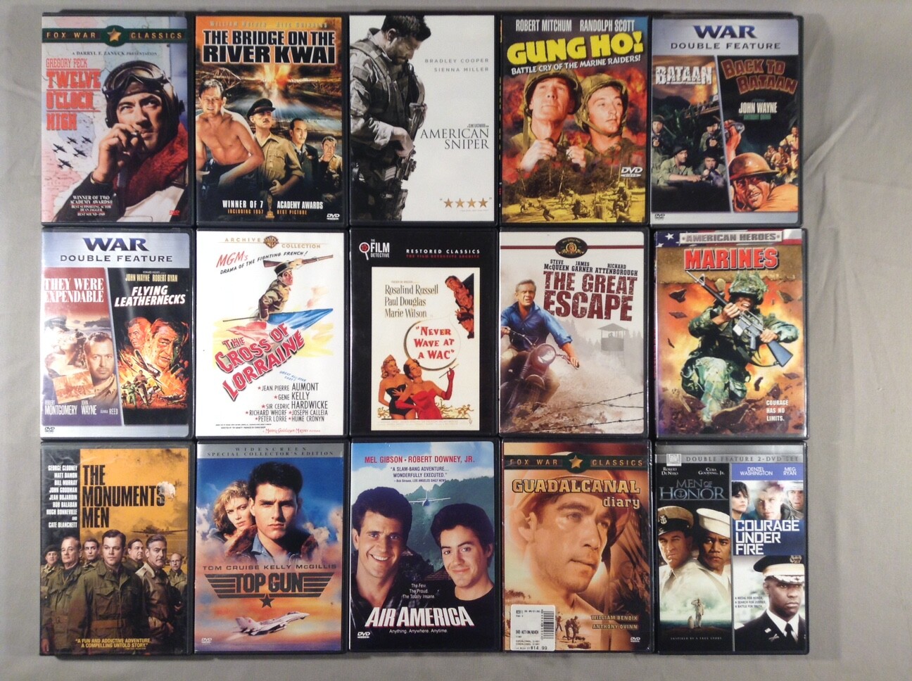 Classic Military & War Movies, various prices. Combined shipping.