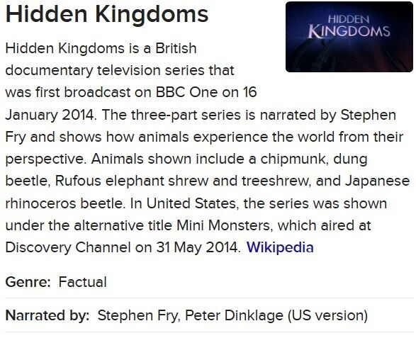 BBC Earth: Hidden Kingdoms Mini-Series (Blu-ray,2014) Stephen Fry,BRAND NEW!