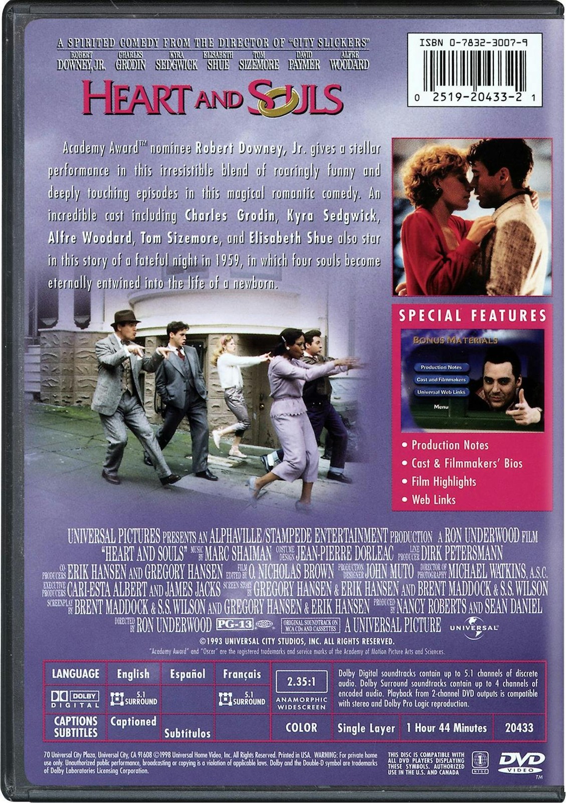 Heart and Souls DVD Robert Downey, Jr. NEW