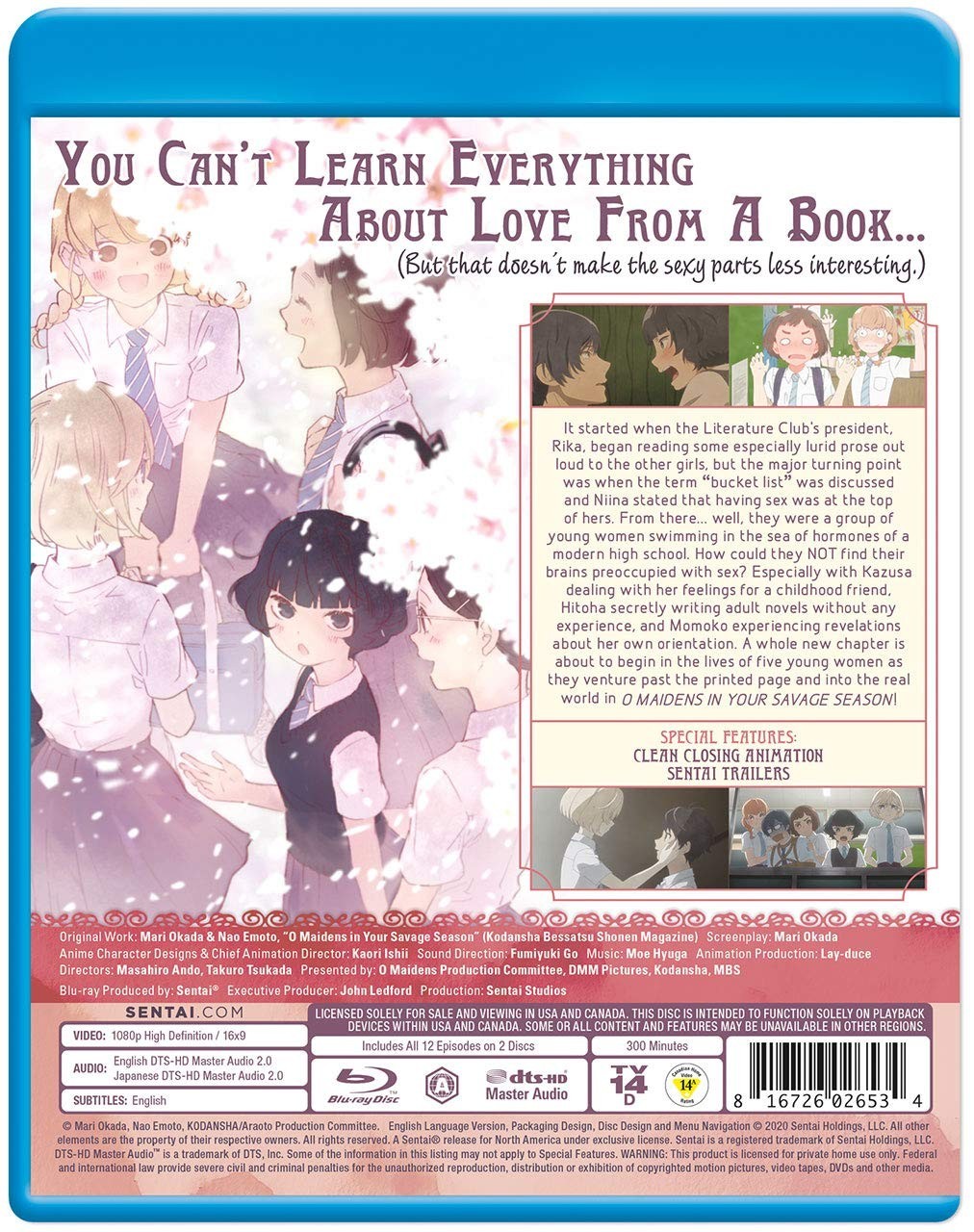 NEW! O Maidens In Your Savage Season Blu-ray Anamorphic Anime Eng Sub+Dub 300min