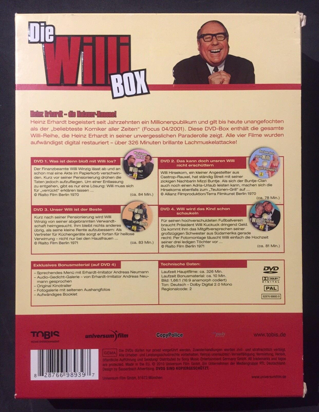 HEINZ ERHARDT – DIE WILLI BOX DVD – COLLECTION (4 DISC SET BOXSET) EXCELLENT