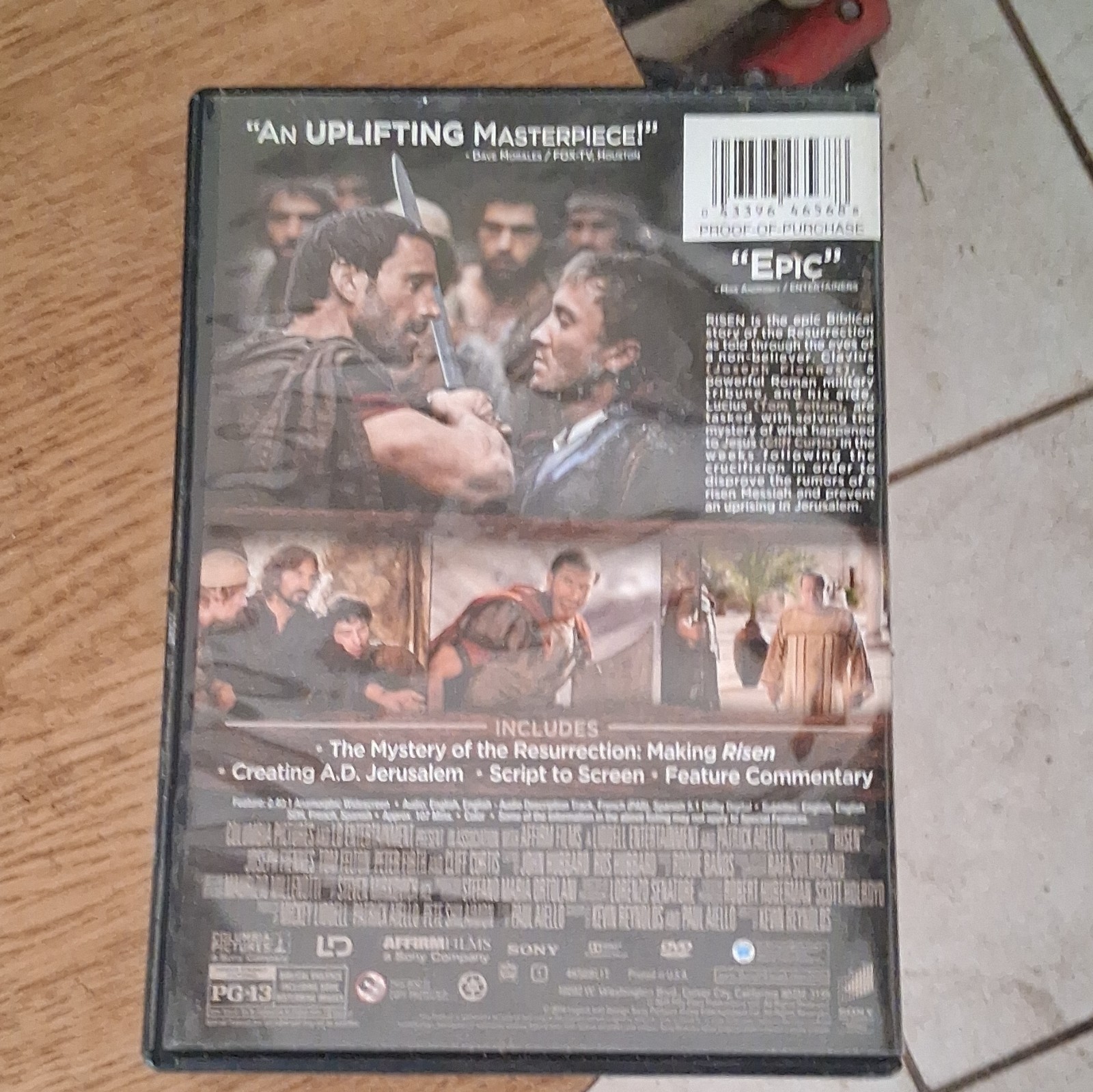 Sony Risen DVD Joseph Fiennes PG-13 Feature Commentary Tall DVD Case
