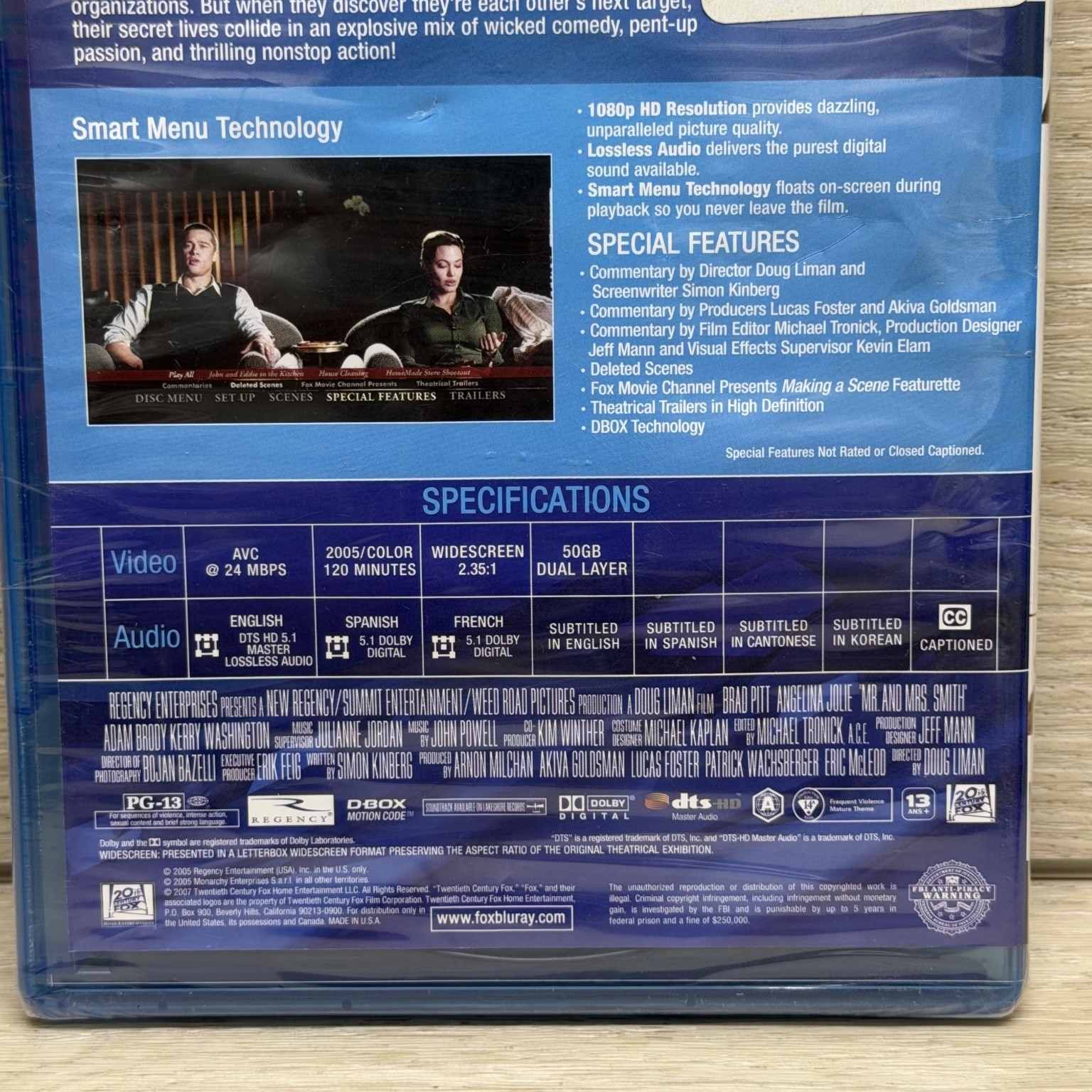 Mr. & Mrs. Smith Blu-ray 2005 Brad Pitt Angelina Jolie Doug Liman Action Comedy