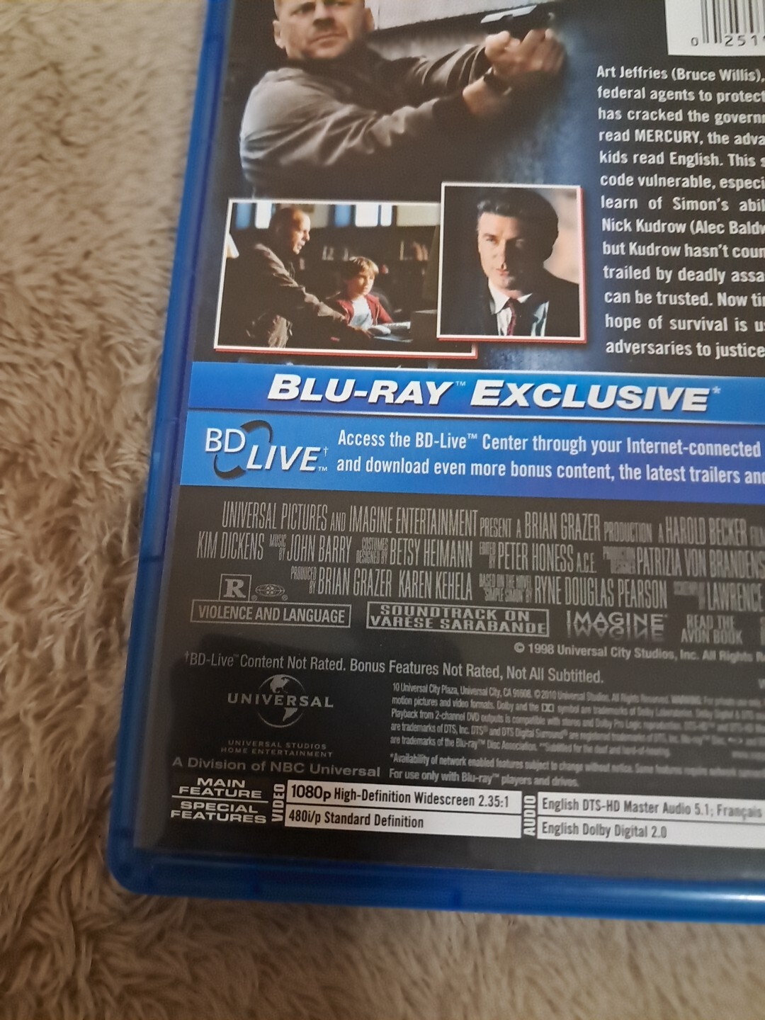 Mercury Rising [Blu-ray] Bruce Willis