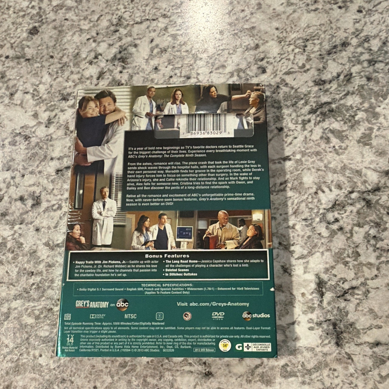 SEALED Grey’s Anatomy Complete Ninth Season DVD NTSC Widescreen ABC (2013)