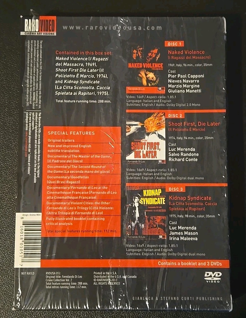 Fernando Di Leo: Italian Crime Collection Vol 2 2013 DVD Box Set KINO LORBER