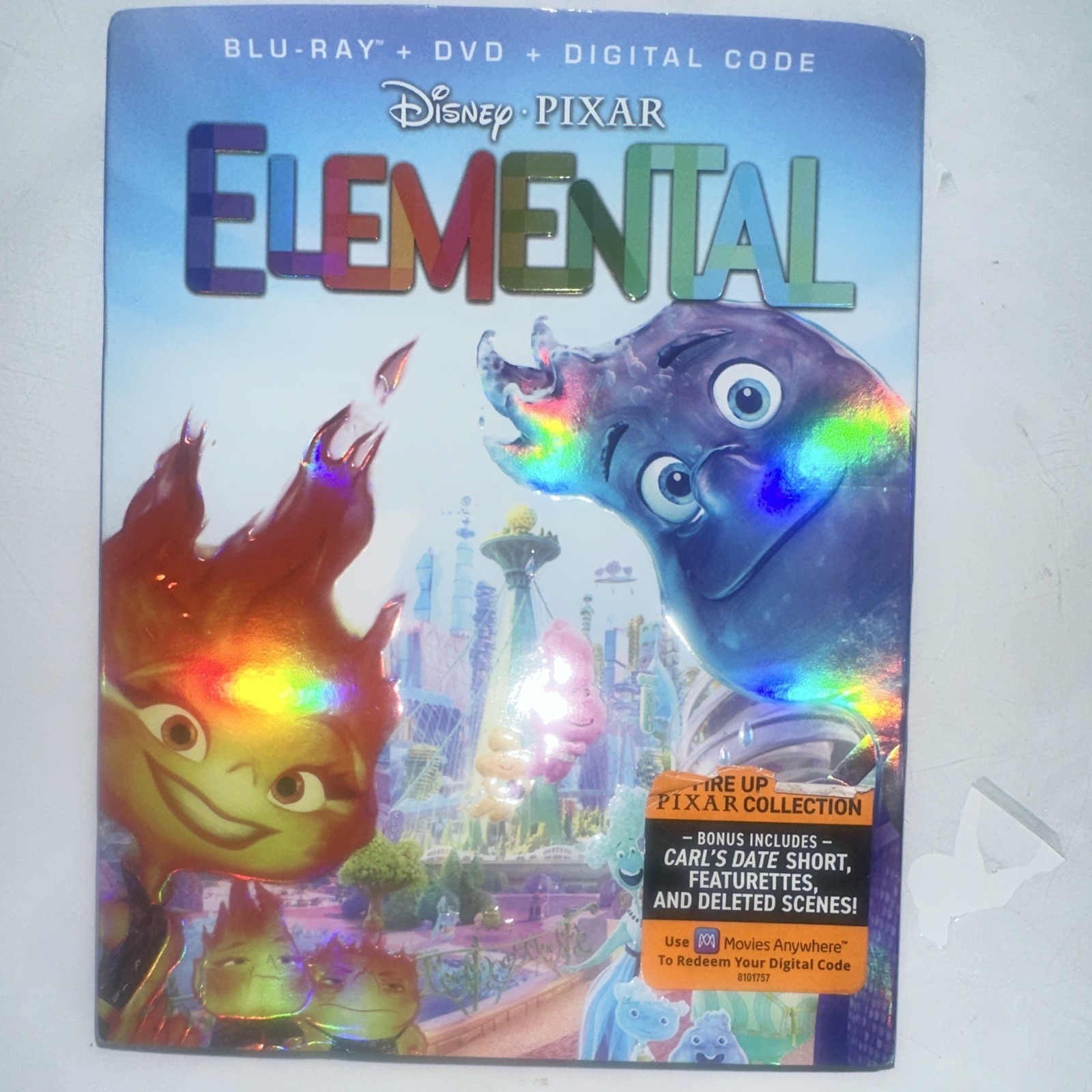 Disney Pixar Elemental Blu-ray + DVD + Digital Code Slipcover, PG, Commentary