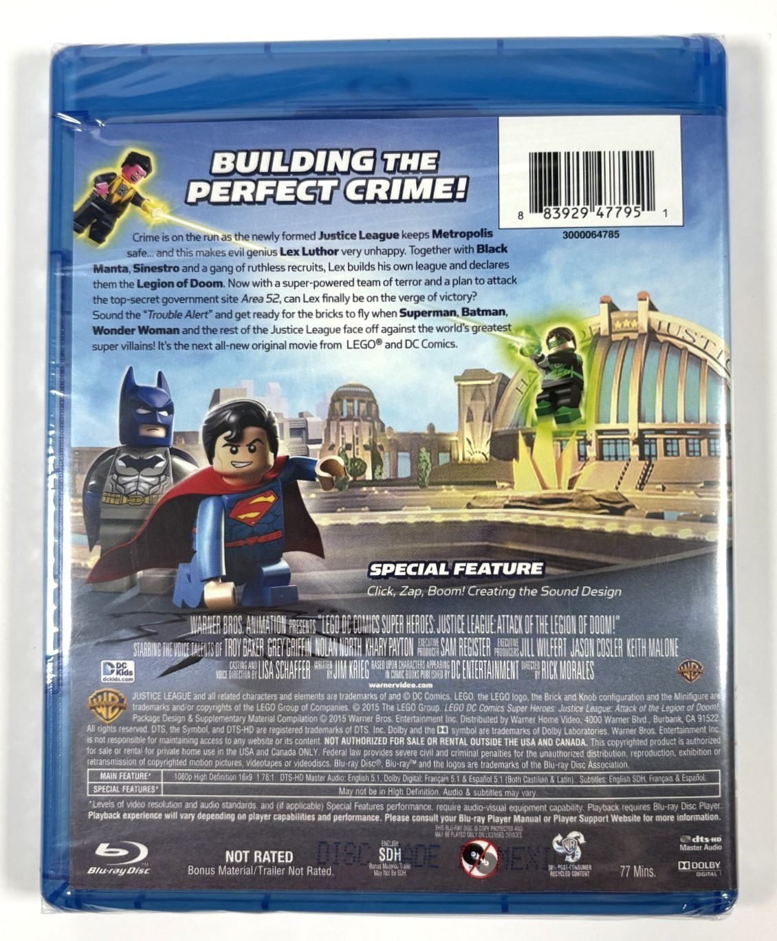 Lego Super Heroes Justice League Attack of the Legion of Doom Blu-ray Free Ship
