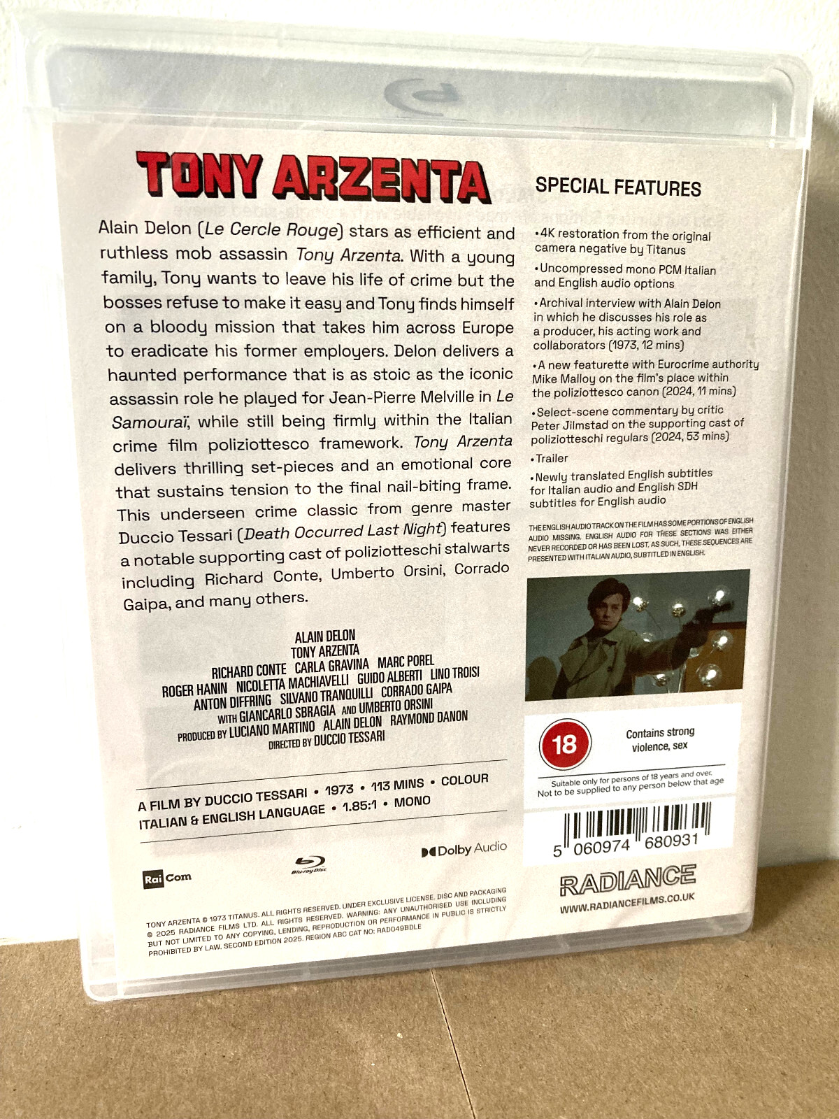 TONY ARZENTA – Standard Edition (Region-Free Blu) Radiance Alain Delon NEW!