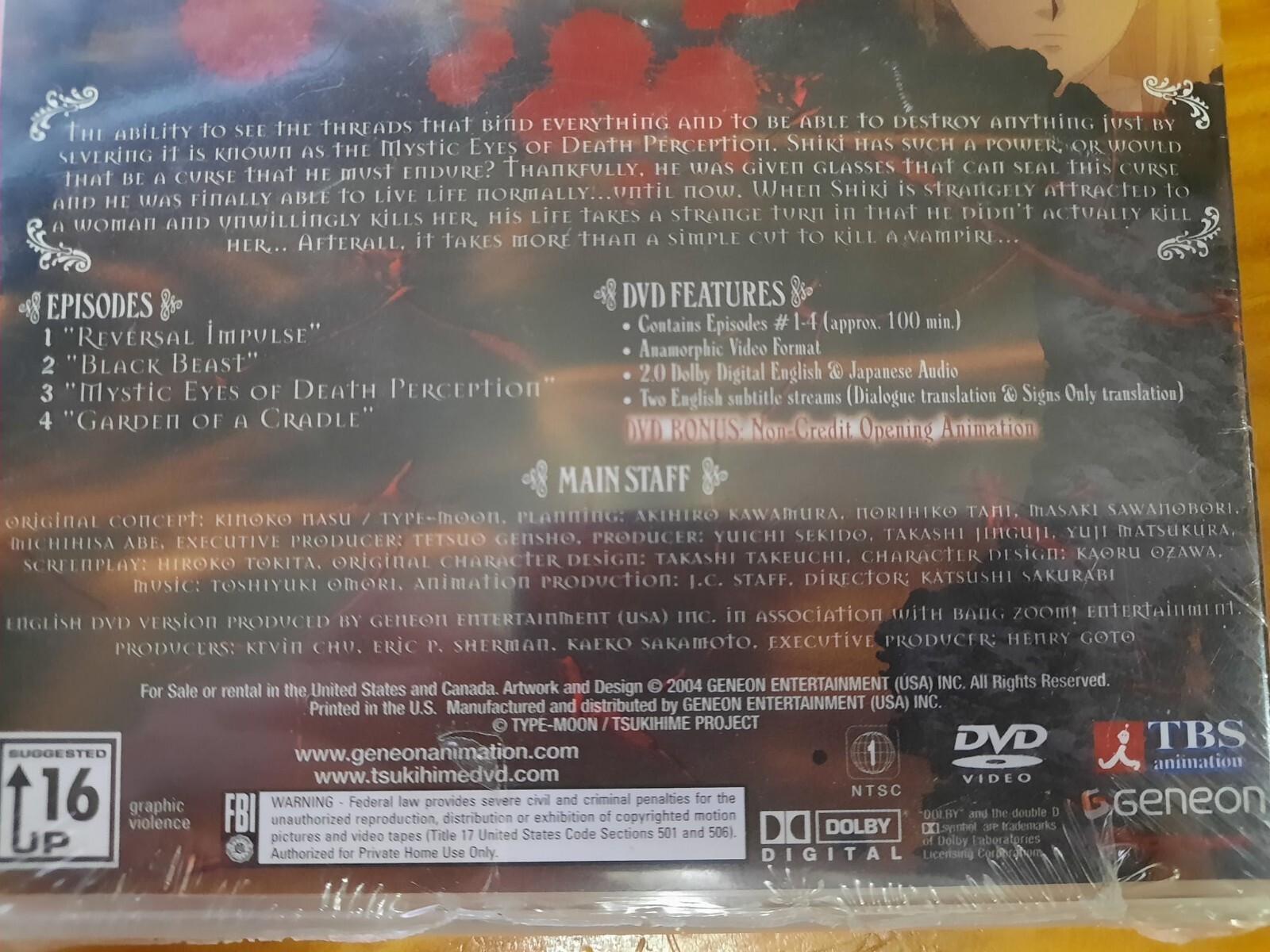 LUNAR LEGEND TSUKIHIME #1 4 EPISODES LIFE THREADS DVD SEALED NEW
