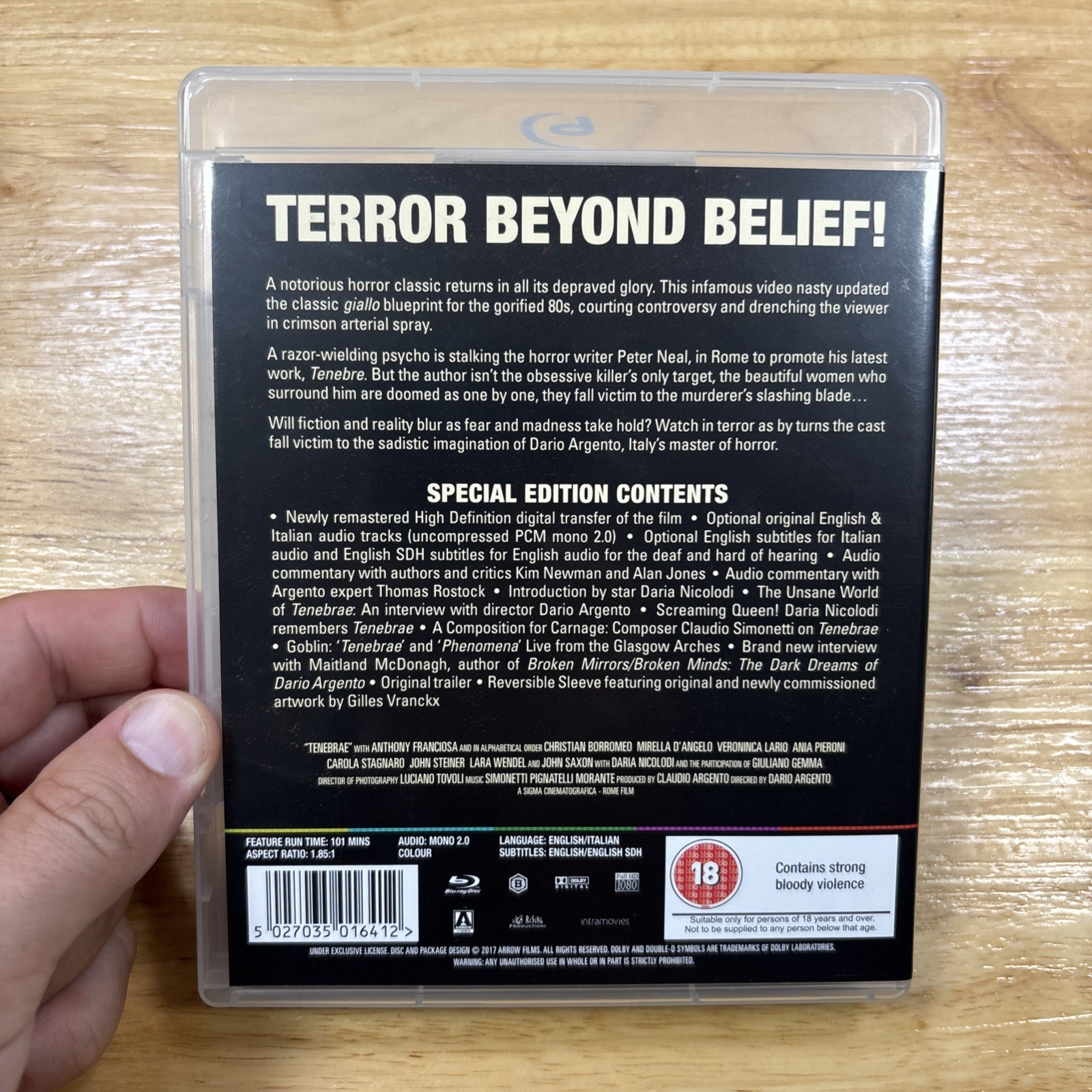 Dario Argento’s Tenebrae – 1982 (Blu-ray, 2017, Region B, UK Import, Arrow Video
