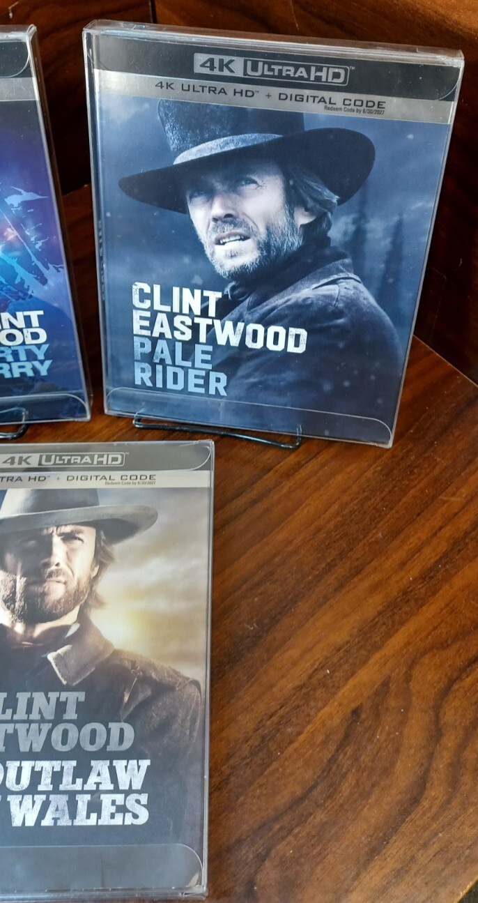 Dirty Harry / Pale Rider/ Outlaw Josey (4K)-SLIPCOVERS w/PROTECTIVE SLEEVES-NEW!