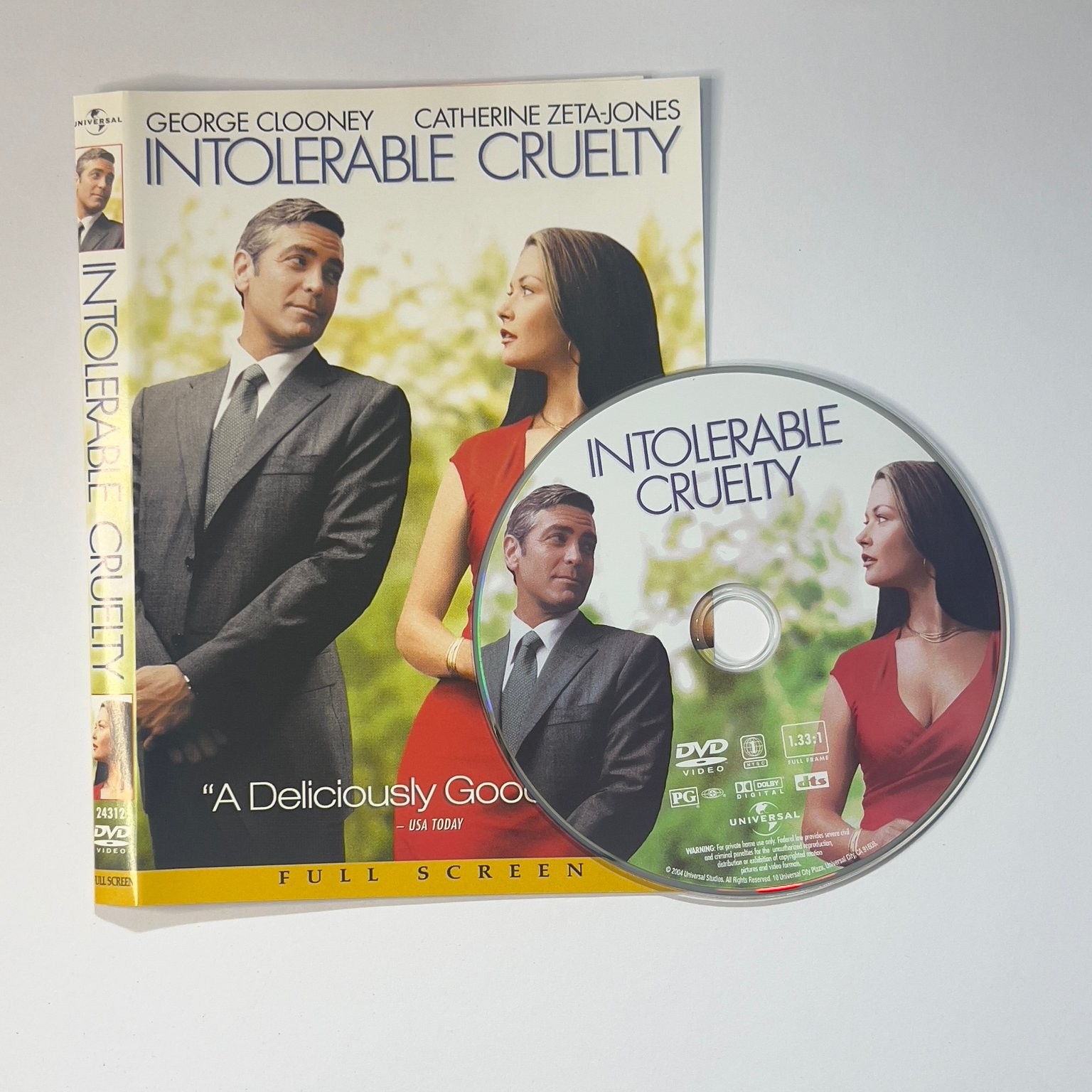 Intolerable Cruelty DVD 2003 George Clooney Catherine Zeta-Jones DVD & ARTWORK