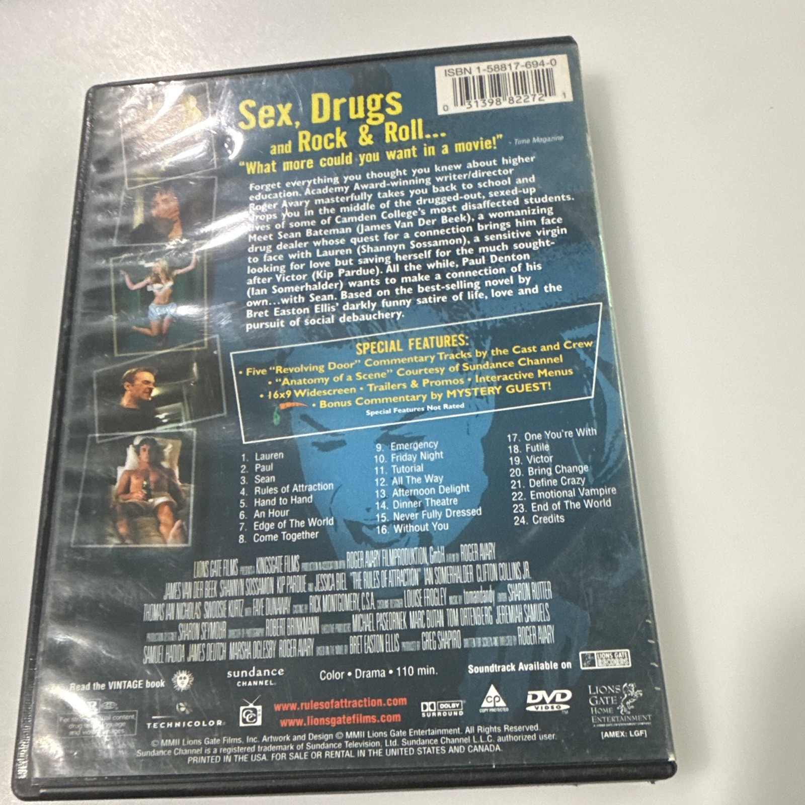 Lions Gate Films The Rules of Attraction DVD R 110 min Widescreen Commentary
