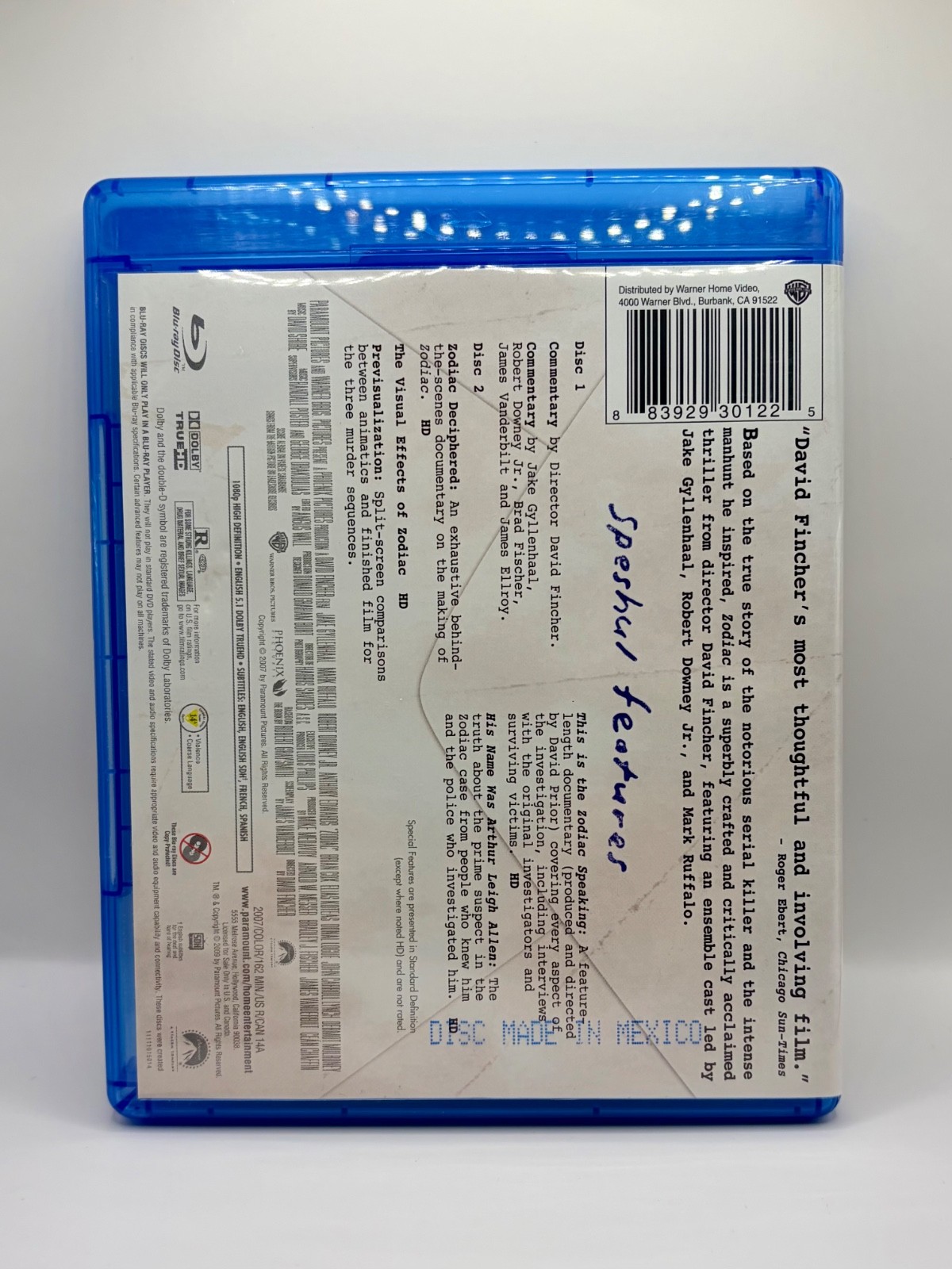 Zodiac (Blu-ray, 2007) 2-Disc Director’s Cut